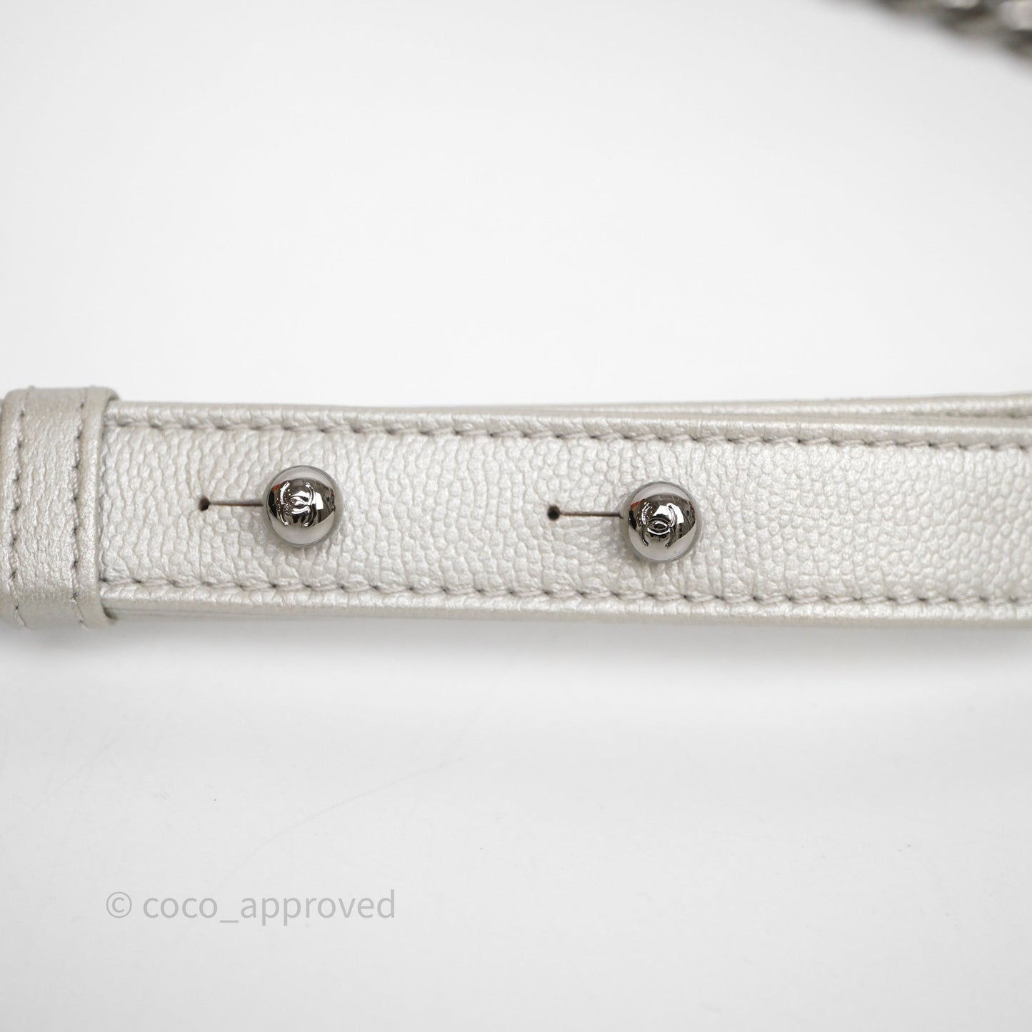 Chanel Medium Boy Quilted Iridescent Silver Caviar Silver Hardware