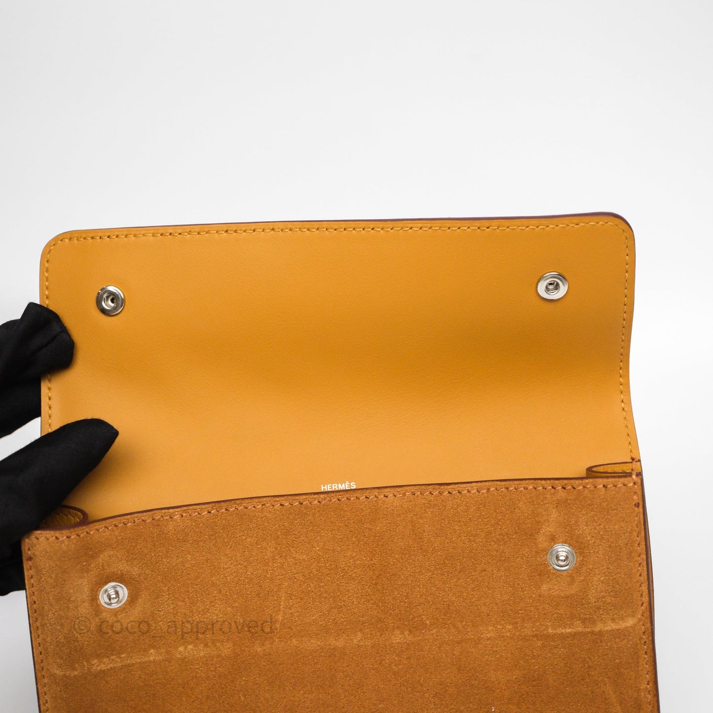 Hermès Snap Wallet Chamois/ Sesame Grizzly/ Swift Palladium Hardware