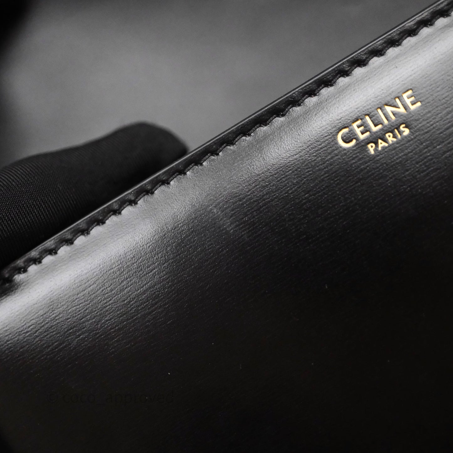 Celine Teen Triomphe Bag Black Shiny Calfskin Gold Hardware