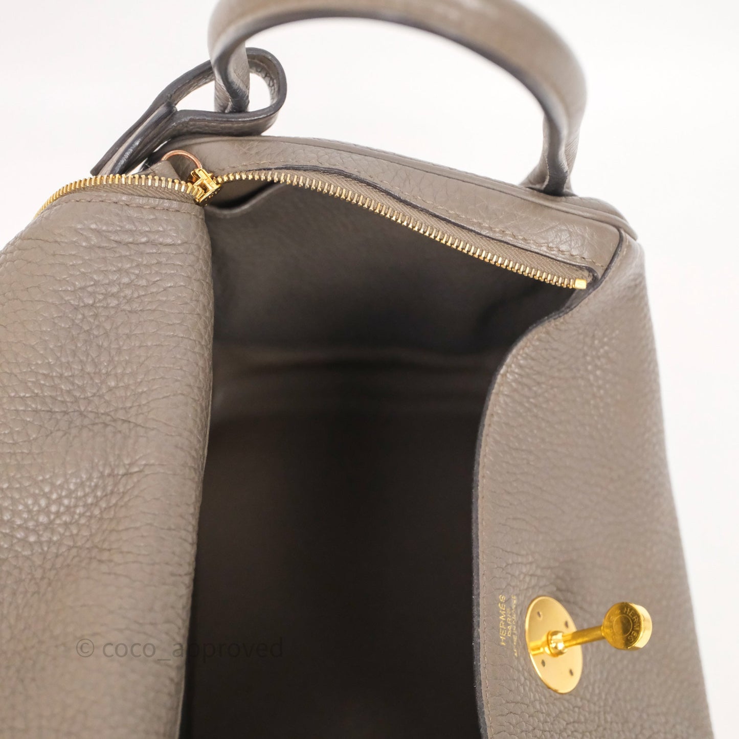 Hermès Lindy 26 Etain 8F Clemence Gold Hardware