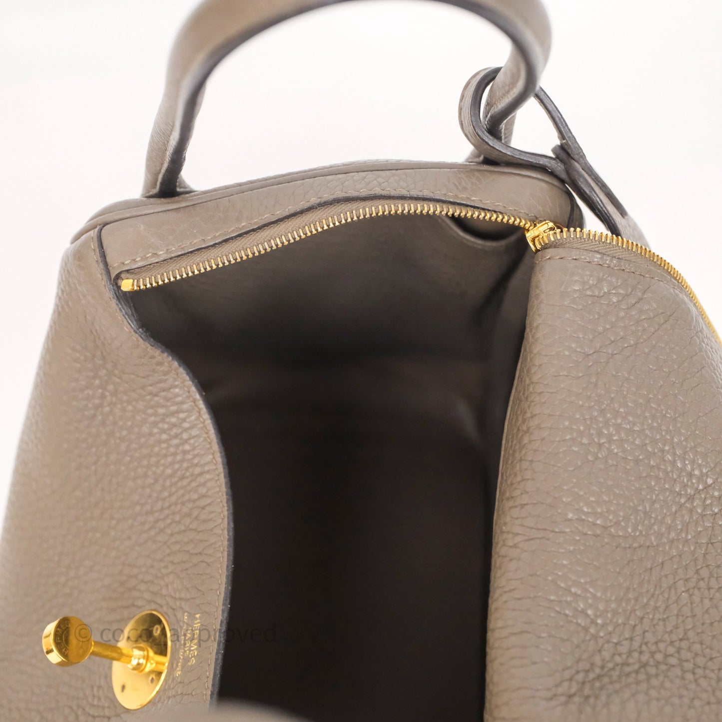 Hermès Lindy 26 Etain 8F Clemence Gold Hardware