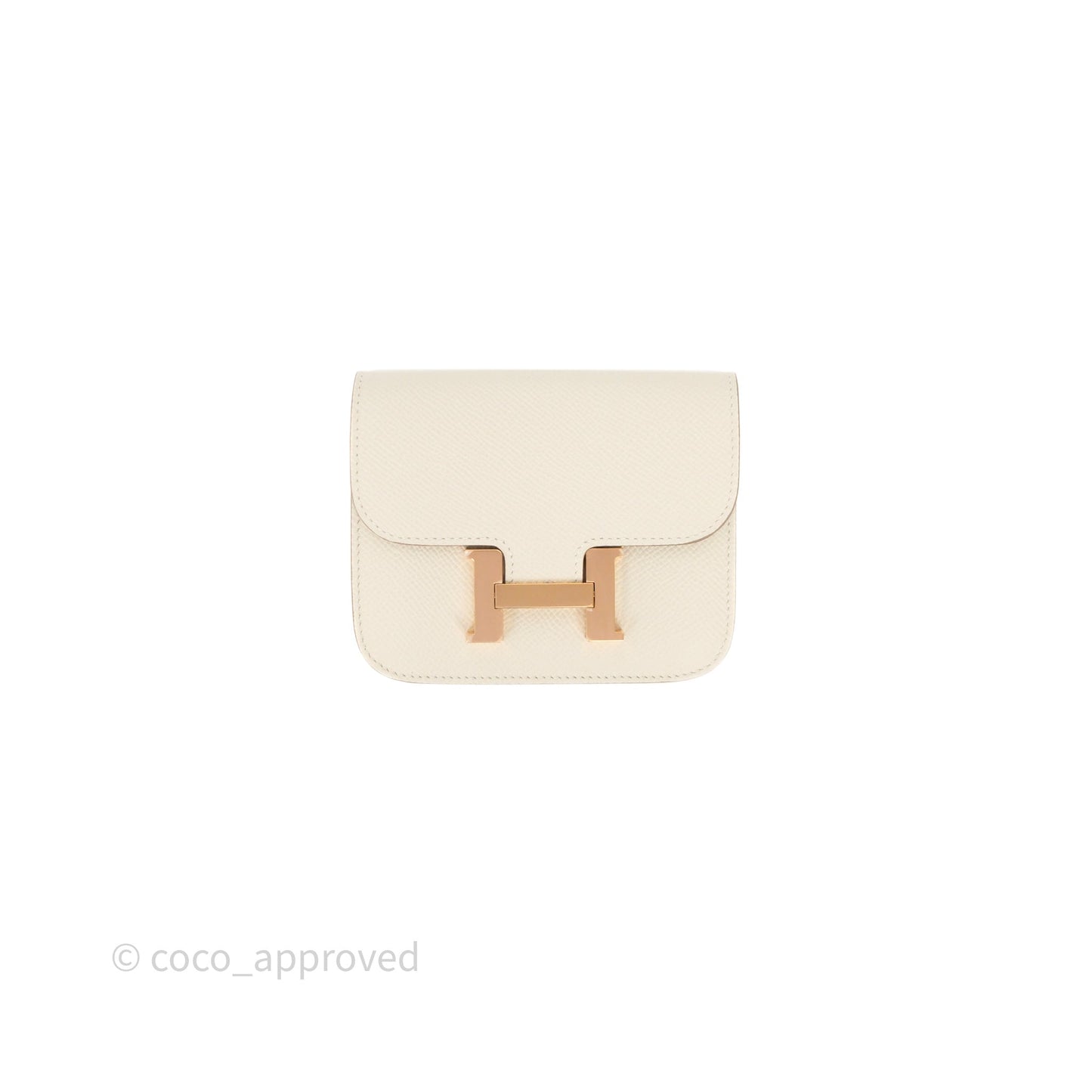 Hermès Constance Slim Wallet Craie 10 Epsom Rose Gold Hardware