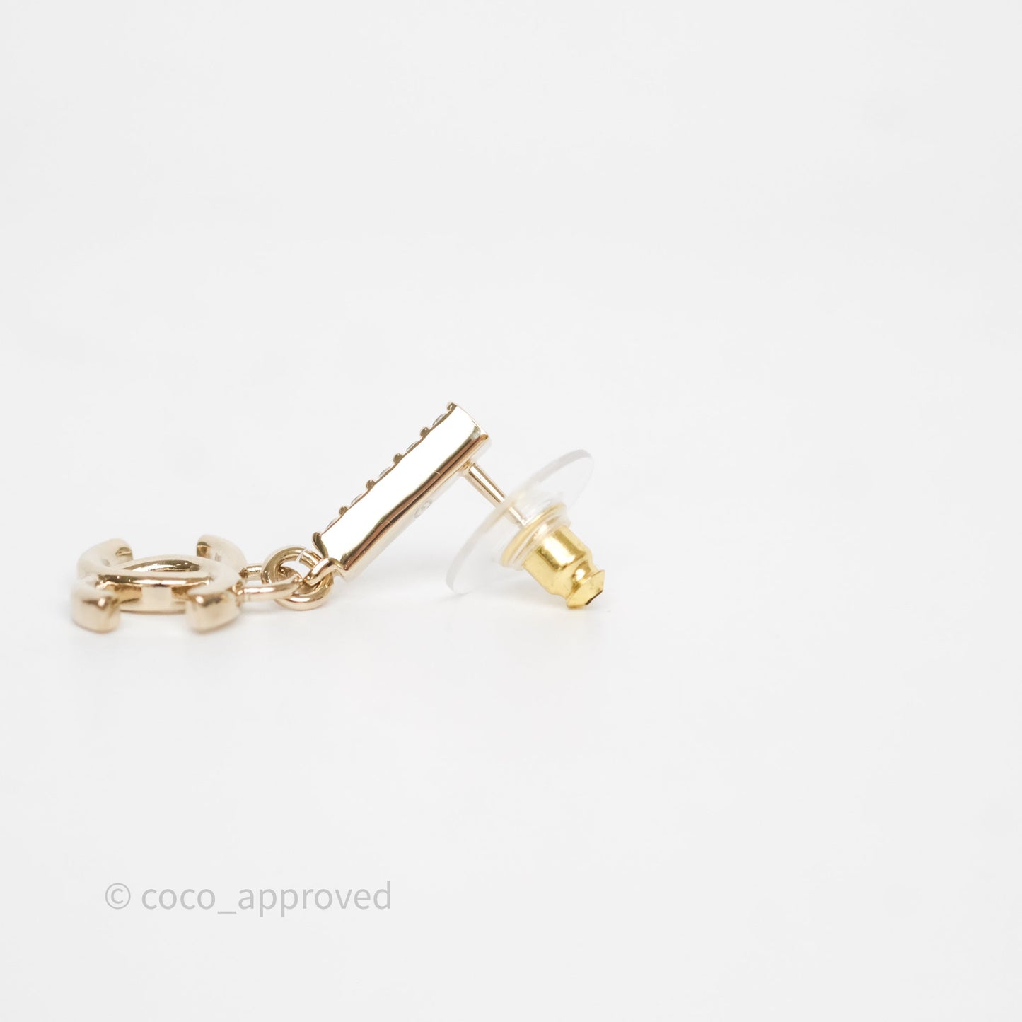 Chanel CC Crystals Drop Earrings Gold Tone 24V