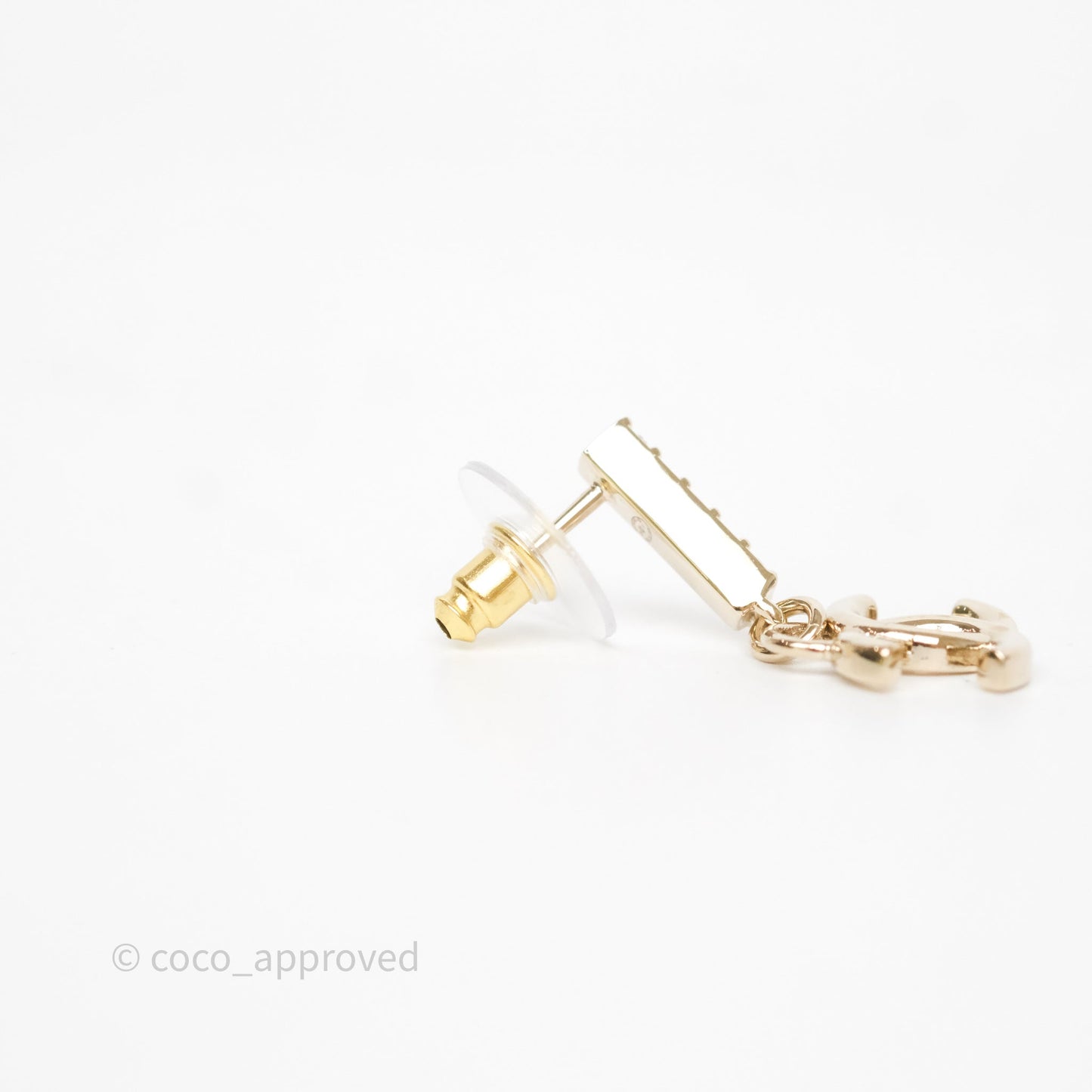 Chanel CC Crystals Drop Earrings Gold Tone 24V