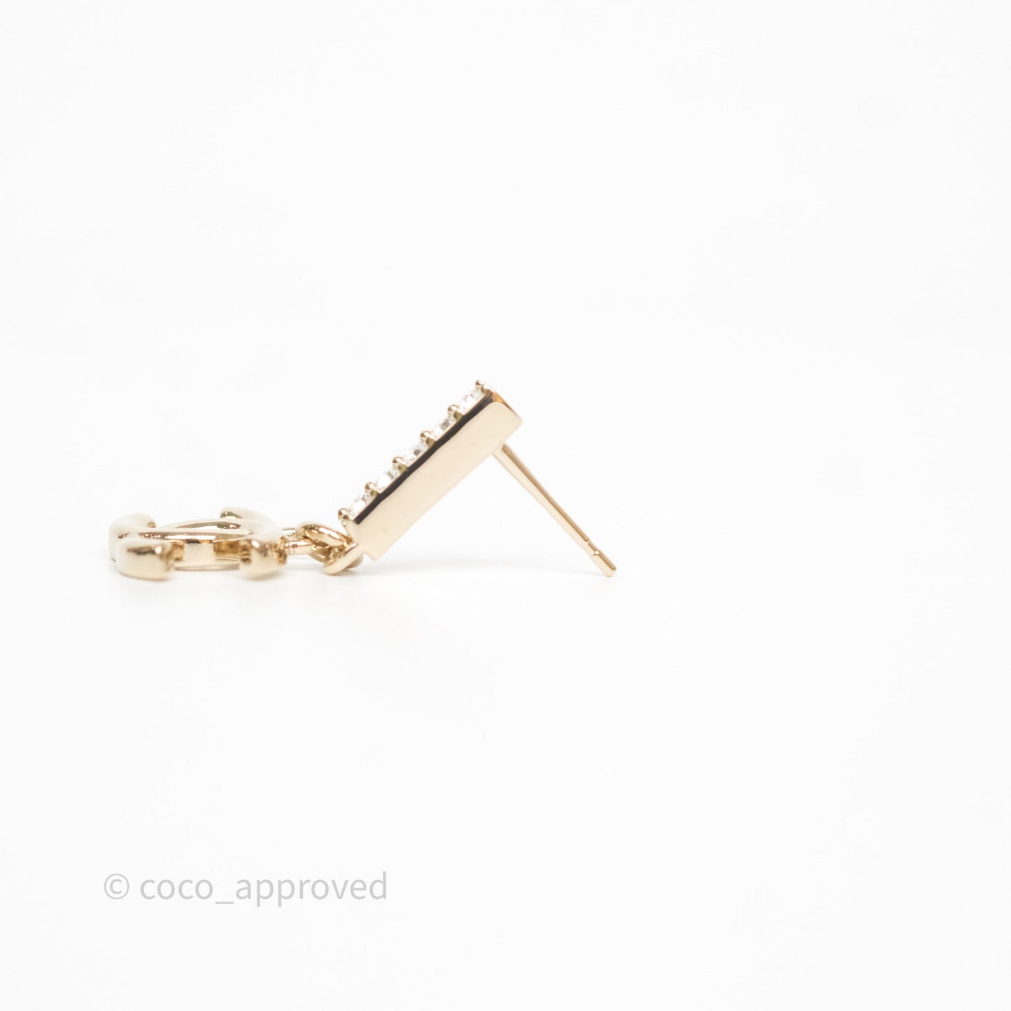 Chanel CC Crystals Drop Earrings Gold Tone 24V