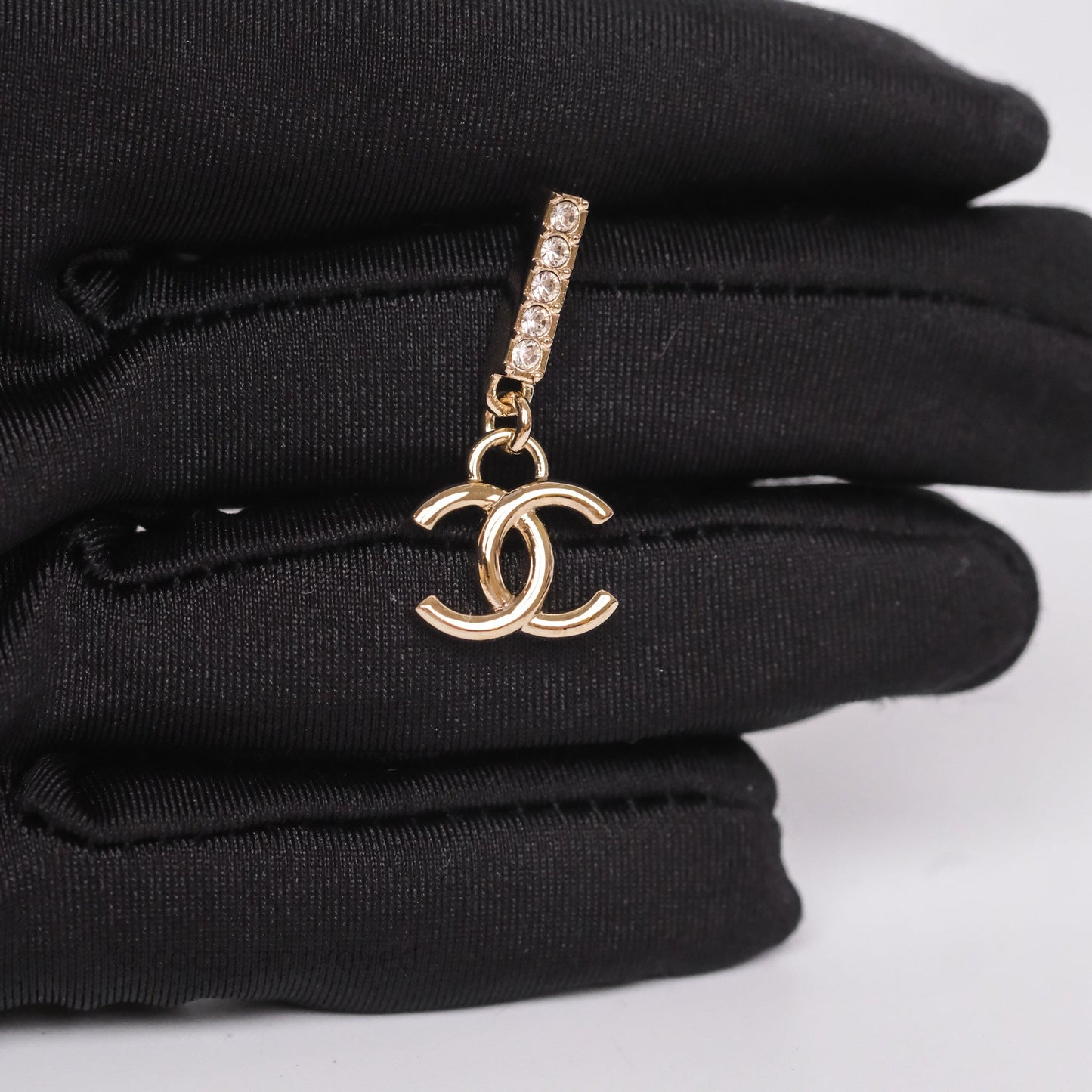 Chanel CC Crystals Drop Earrings Gold Tone 24V
