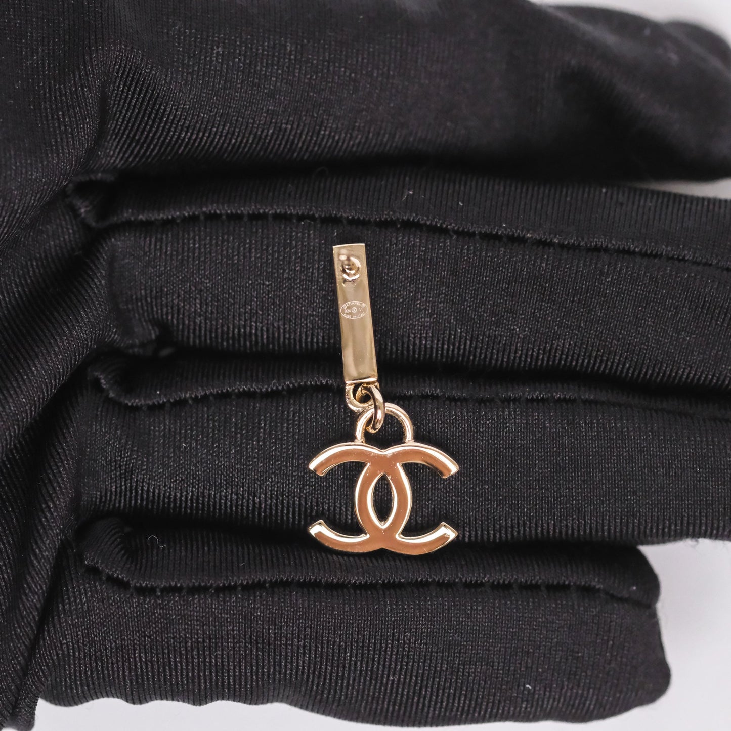Chanel CC Crystals Drop Earrings Gold Tone 24V