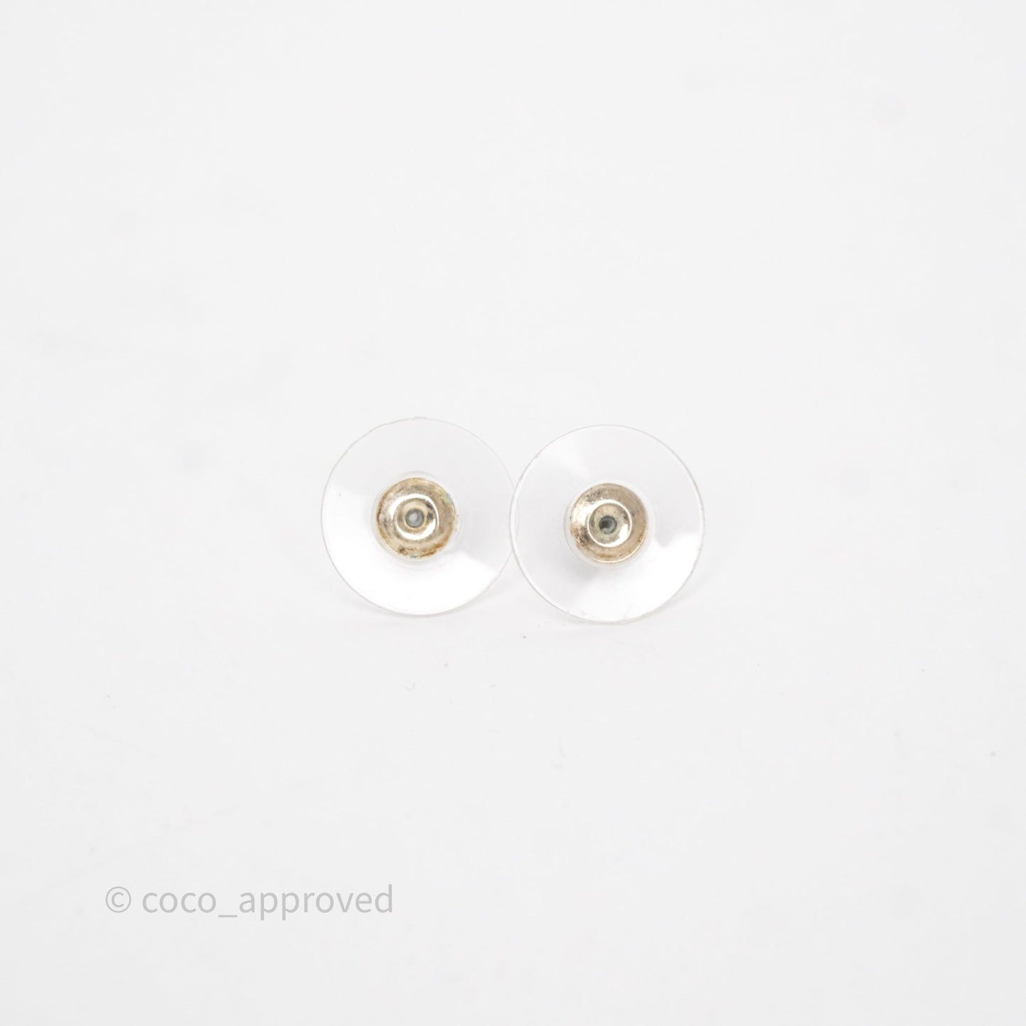 Chanel Flower Pearl Black Earrings Silver Tone 23K