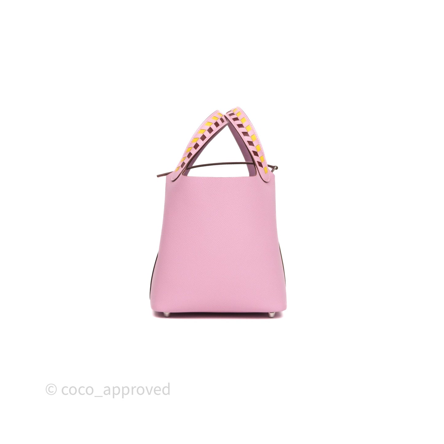 Hermès Tressage De Cuir Picotin Lock 18 Mauve Sylvestre X9/ Jaune de Naples 9O/Rouge H 55 Epsom Palladium Hardware