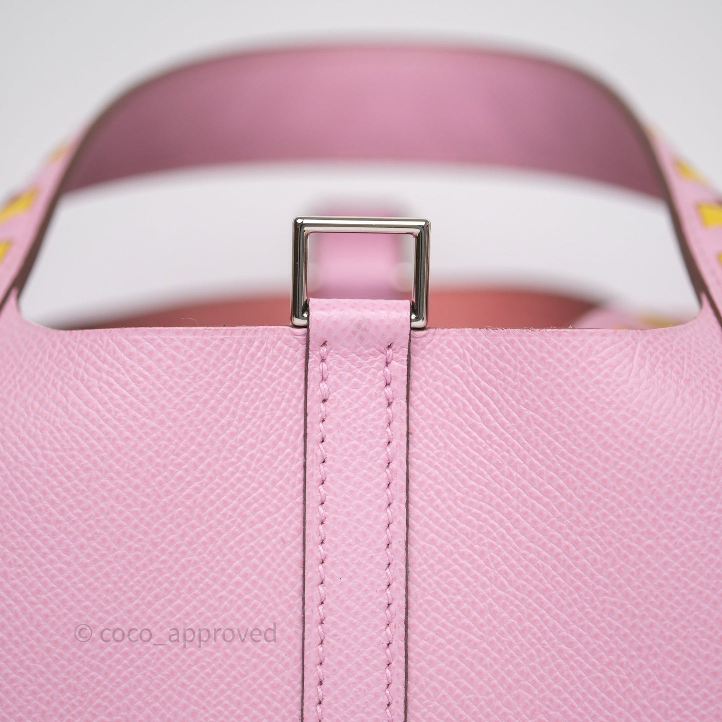 Hermès Tressage De Cuir Picotin Lock 18 Mauve Sylvestre X9/ Jaune de Naples 9O/Rouge H 55 Epsom Palladium Hardware