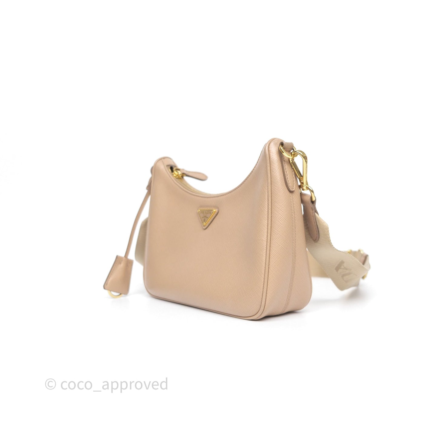 Prada Re-Edition 2005 Shoulder Bag Saffiano Leather Cameo Beige