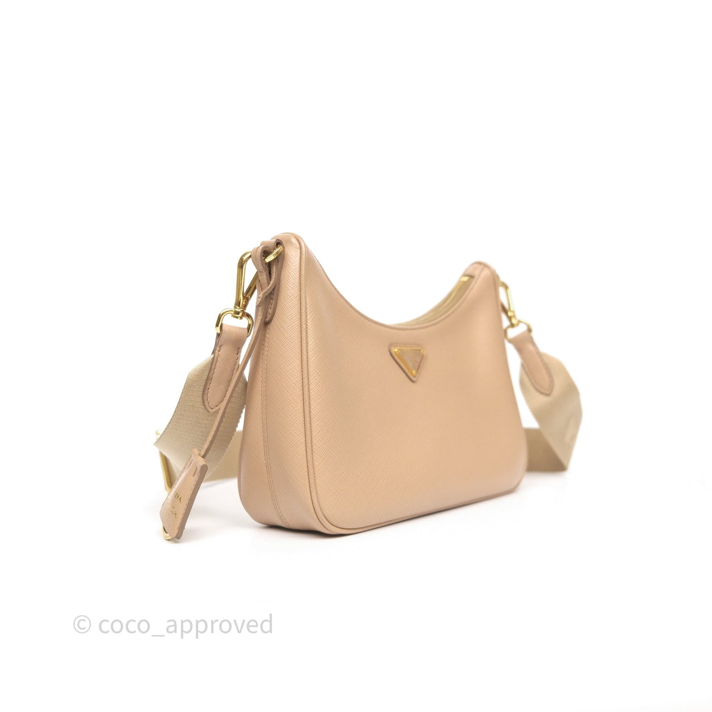 Prada Re-Edition 2005 Shoulder Bag Saffiano Leather Cameo Beige