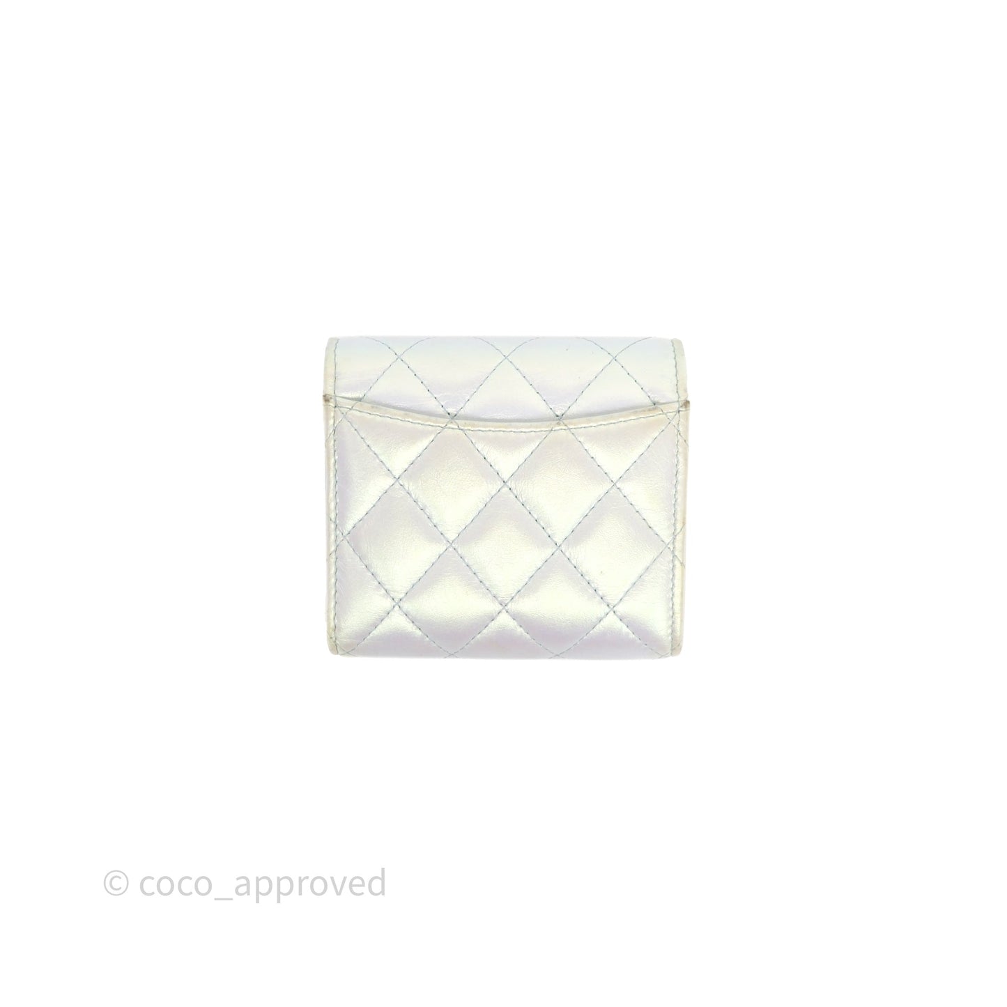 Chanel Classic Short Flap Wallet Iridescent White Lambskin Silver Hardware