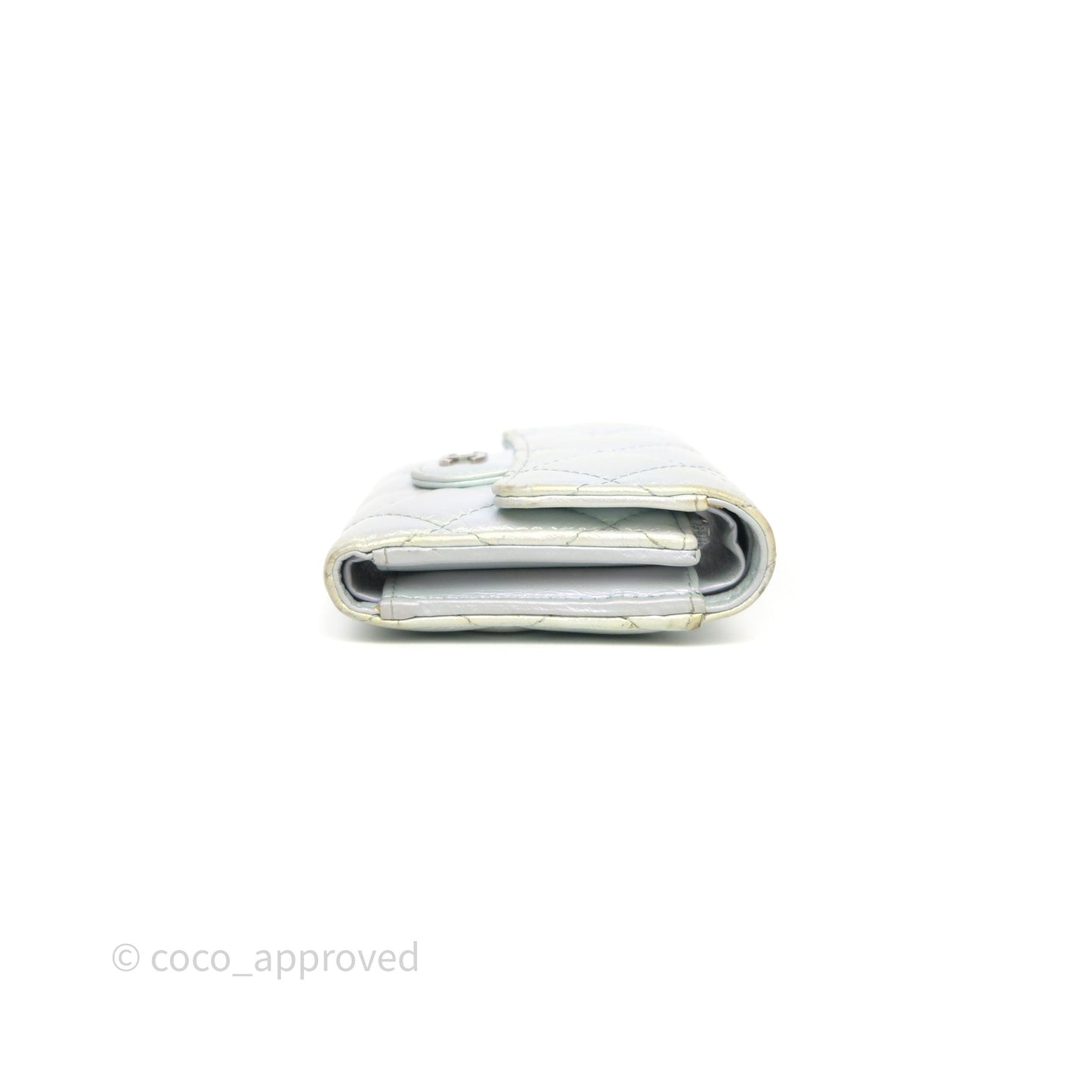 Chanel Classic Short Flap Wallet Iridescent White Lambskin Silver Hardware