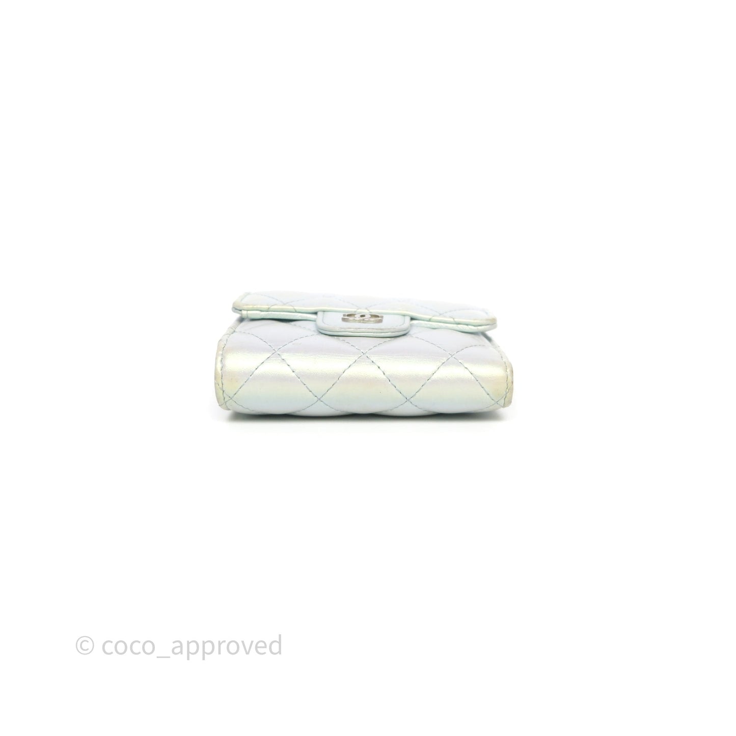 Chanel Classic Short Flap Wallet Iridescent White Lambskin Silver Hardware