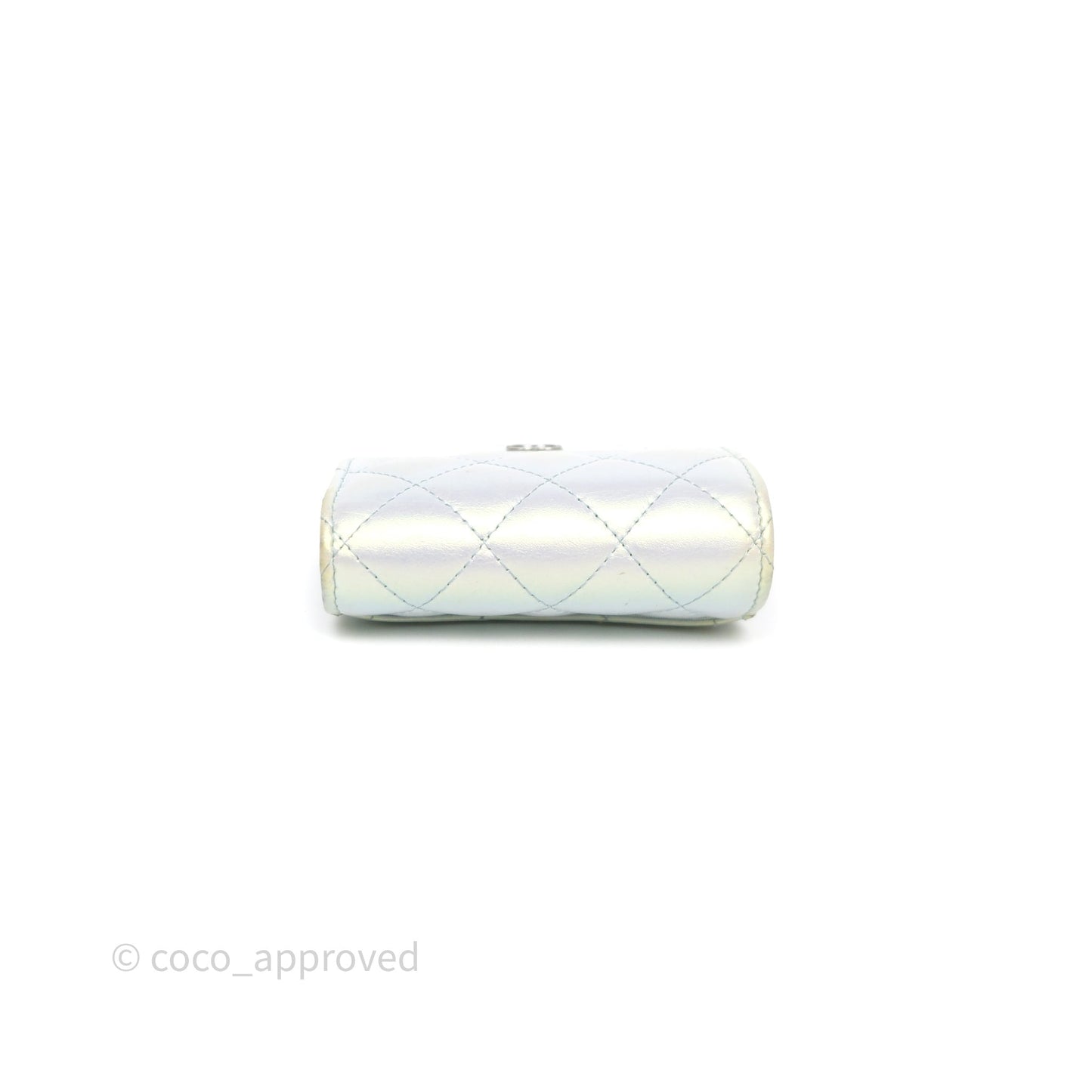 Chanel Classic Short Flap Wallet Iridescent White Lambskin Silver Hardware