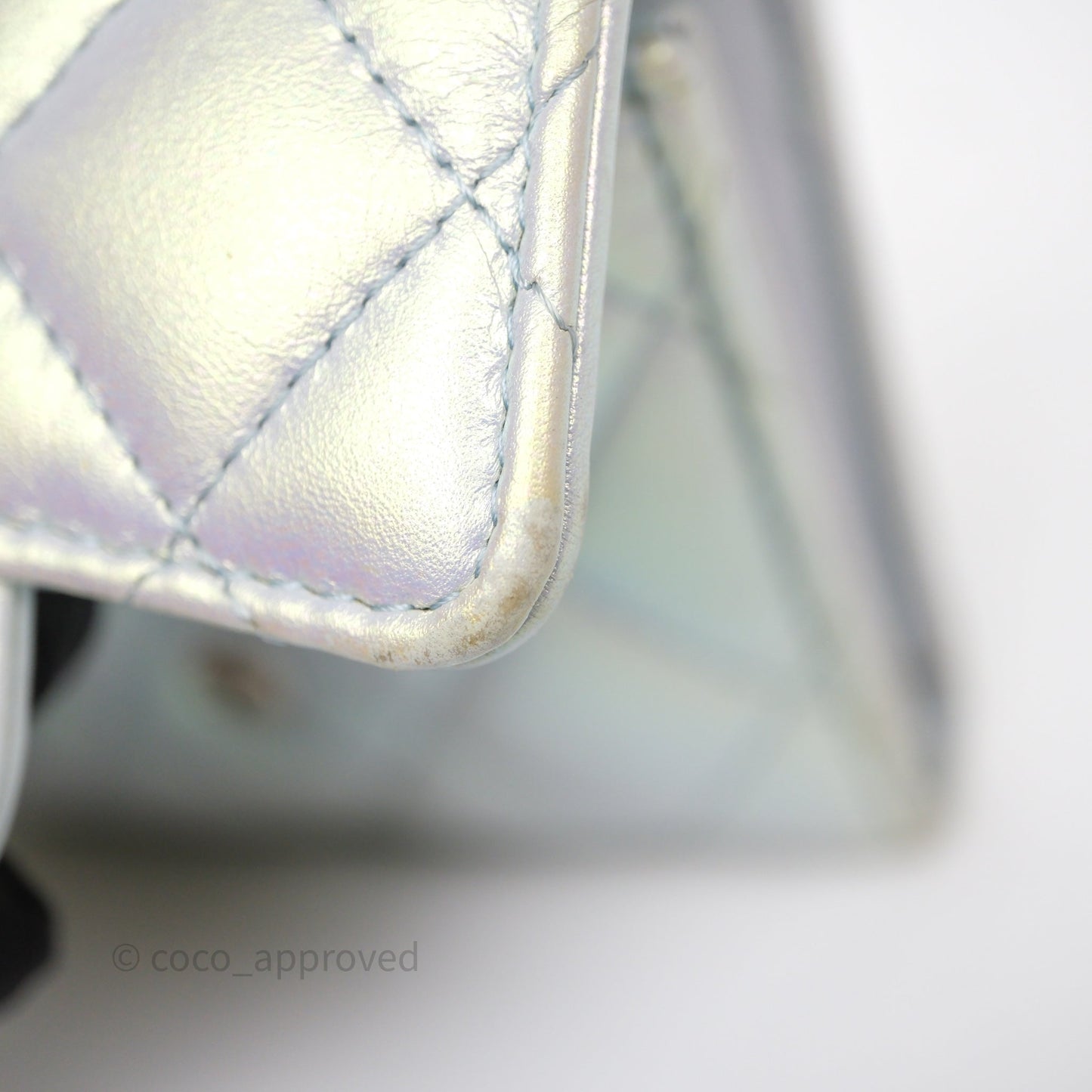 Chanel Classic Short Flap Wallet Iridescent White Lambskin Silver Hardware