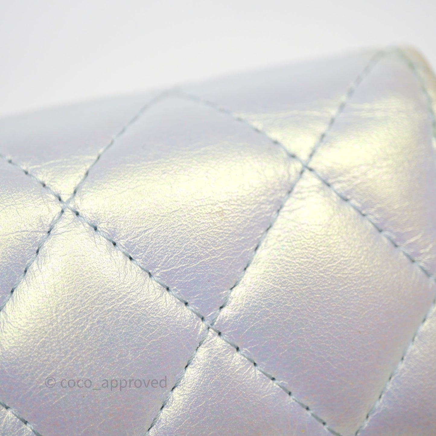 Chanel Classic Short Flap Wallet Iridescent White Lambskin Silver Hardware
