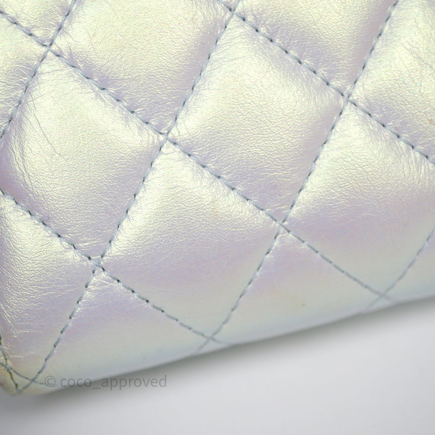 Chanel Classic Short Flap Wallet Iridescent White Lambskin Silver Hardware