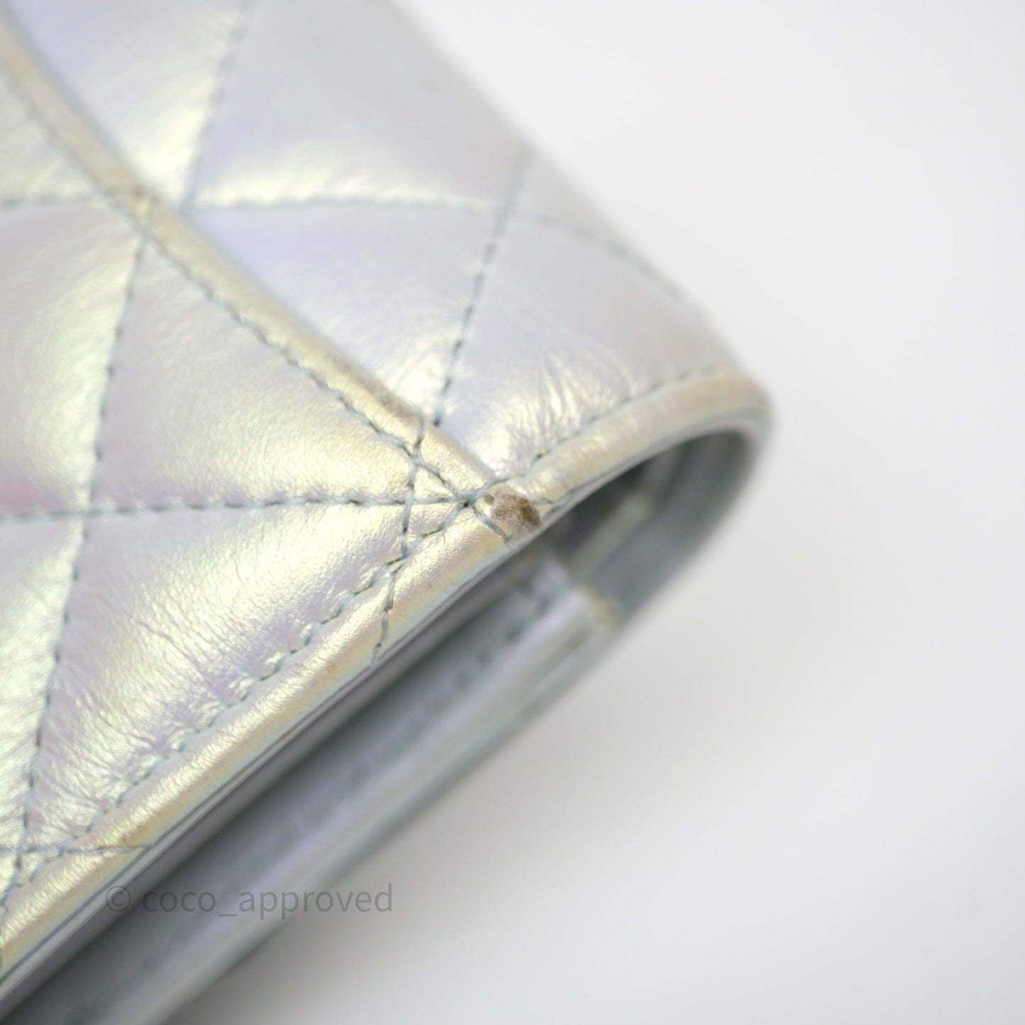 Chanel Classic Short Flap Wallet Iridescent White Lambskin Silver Hardware