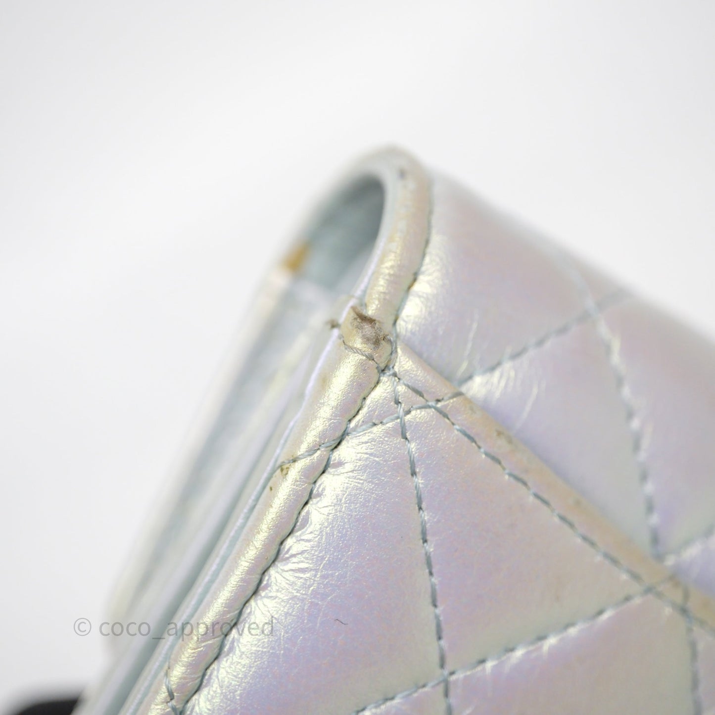 Chanel Classic Short Flap Wallet Iridescent White Lambskin Silver Hardware