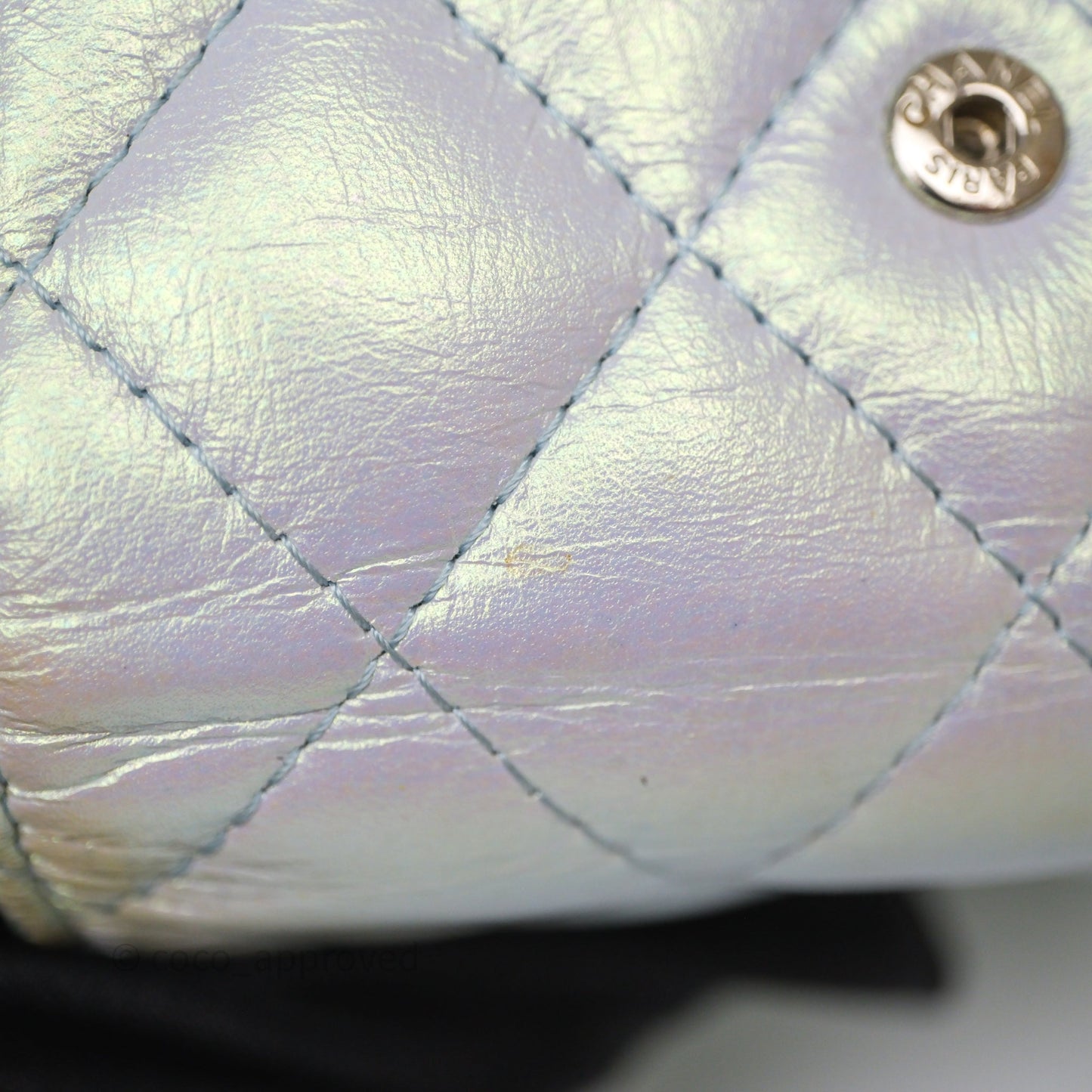 Chanel Classic Short Flap Wallet Iridescent White Lambskin Silver Hardware