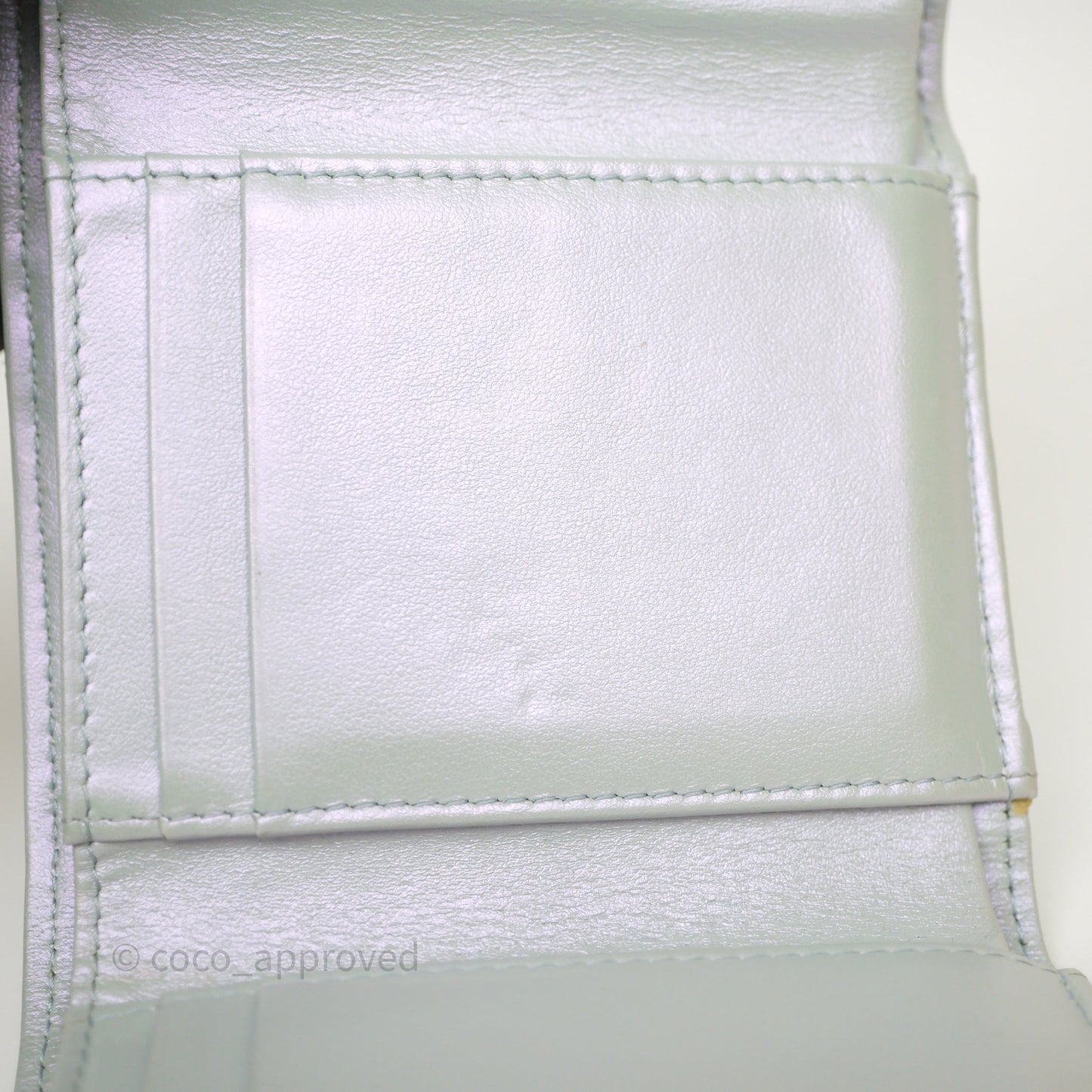 Chanel Classic Short Flap Wallet Iridescent White Lambskin Silver Hardware