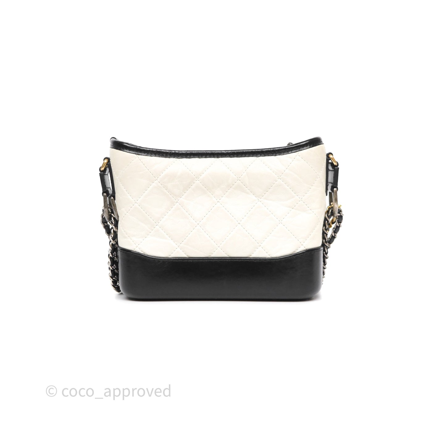 Chanel Small Gabrielle Hobo Quilted Black White Aged Calfskin