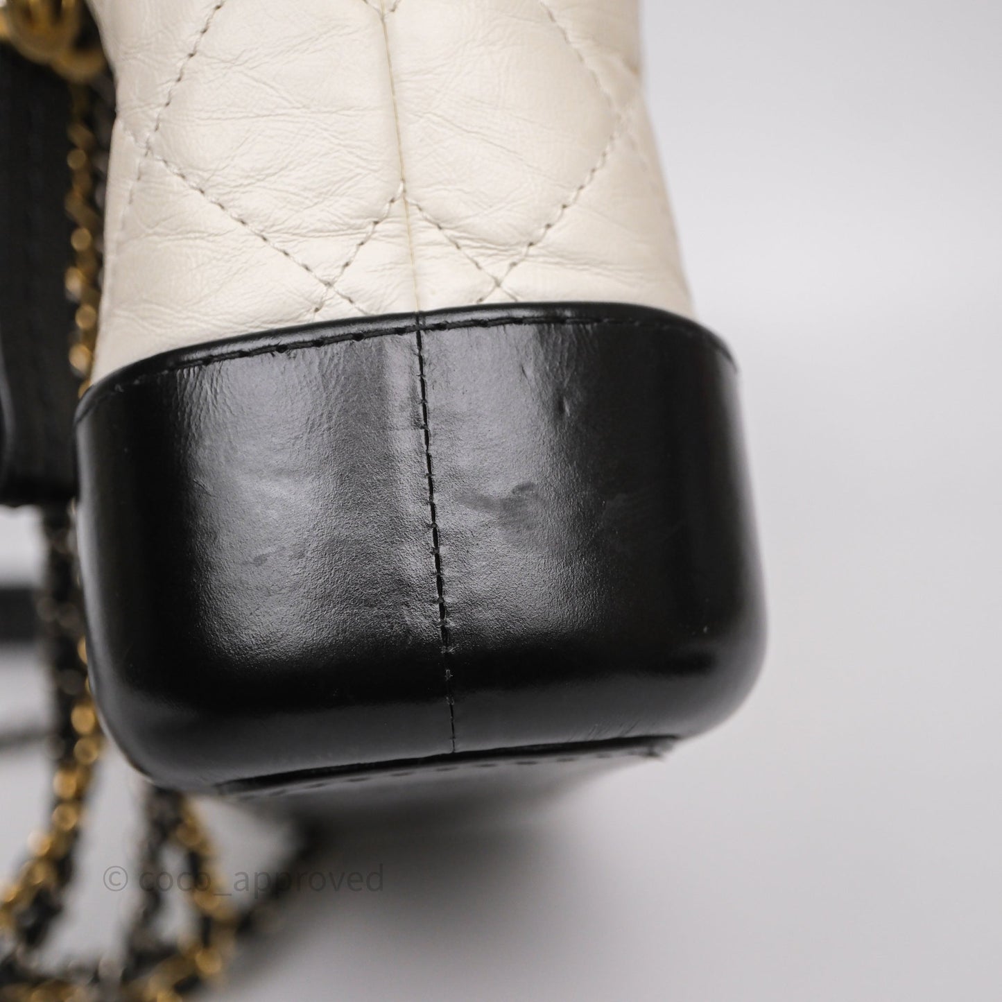 Chanel Small Gabrielle Hobo Quilted Black White Aged Calfskin