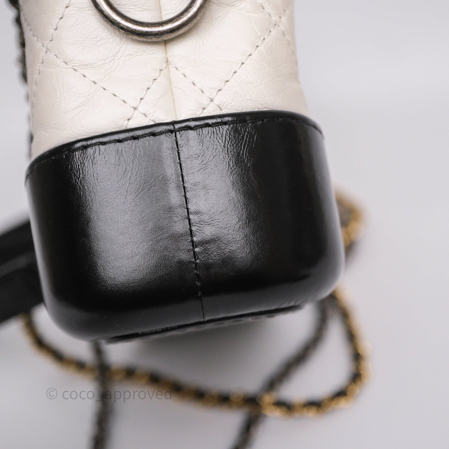 Chanel Small Gabrielle Hobo Quilted Black White Aged Calfskin