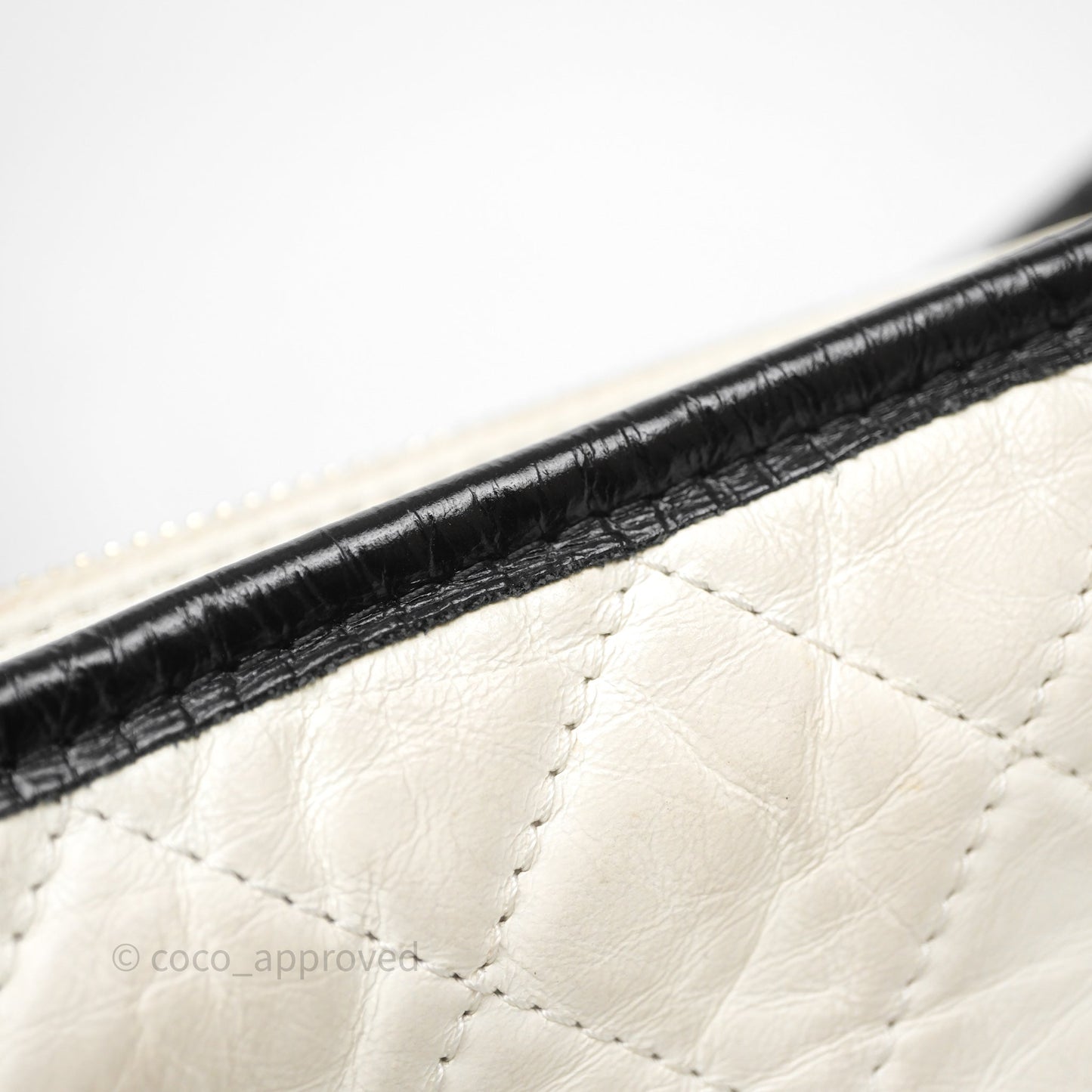 Chanel Small Gabrielle Hobo Quilted Black White Aged Calfskin