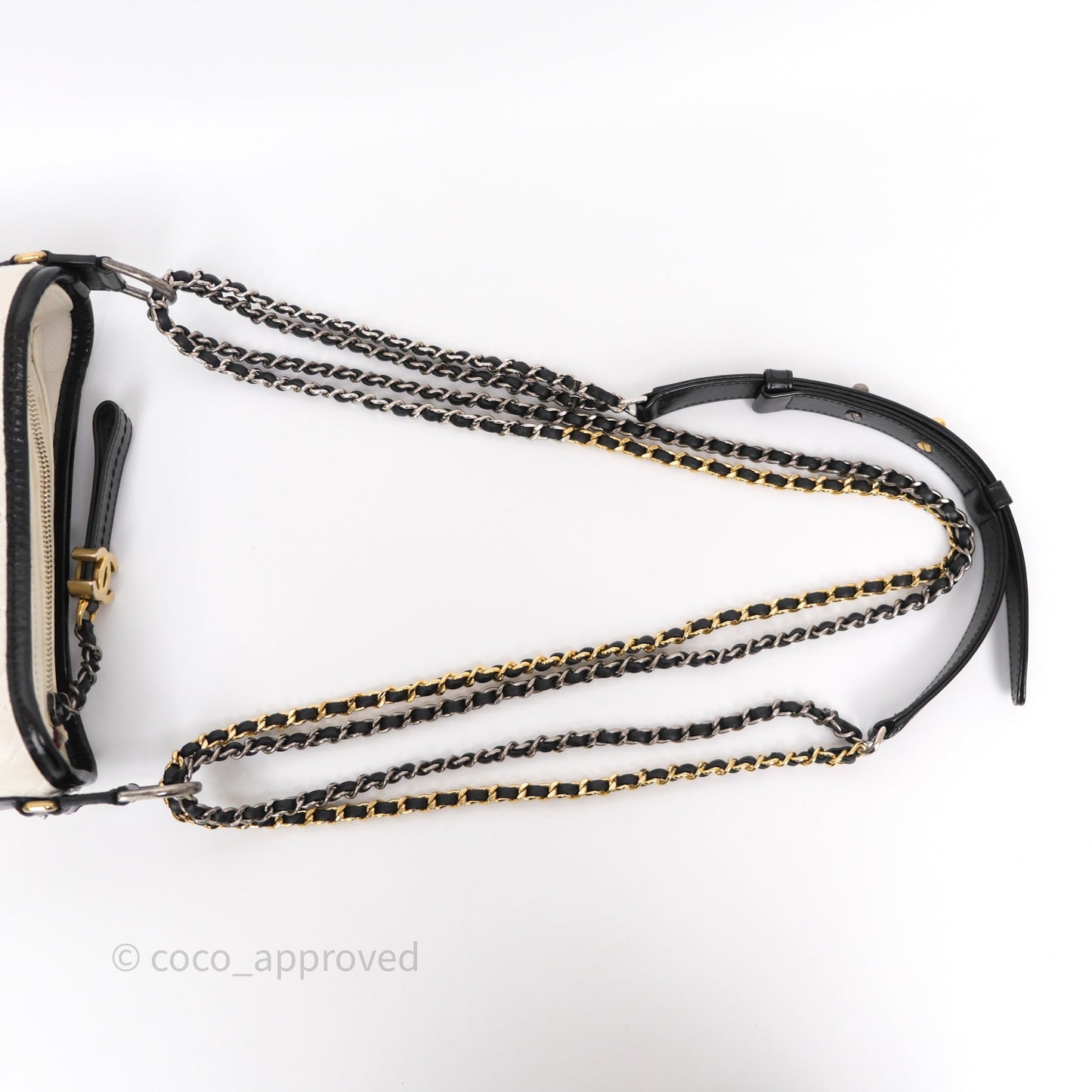 Chanel Small Gabrielle Hobo Quilted Black White Aged Calfskin