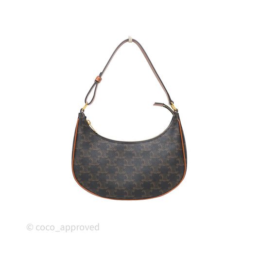 Celine Ava Bag In Triomphe Canvas Calfskin Tan