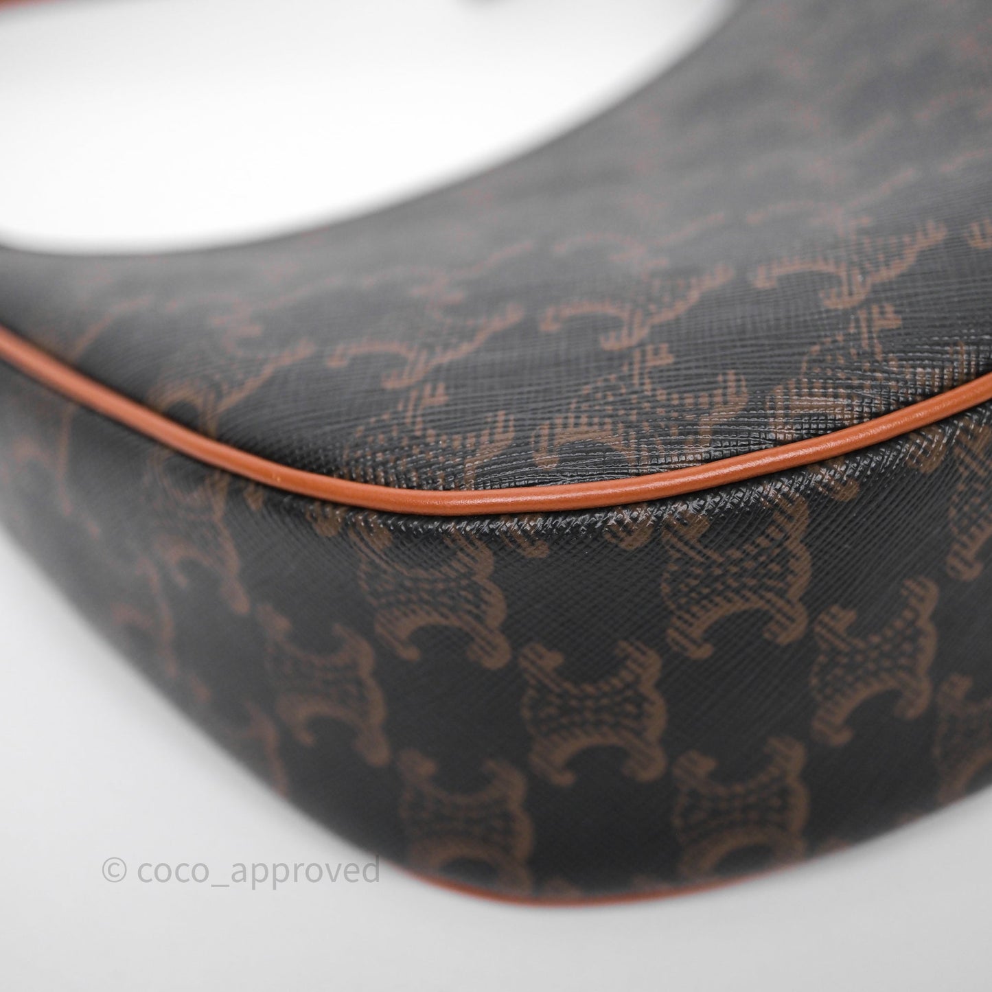 Celine Ava Bag In Triomphe Canvas Calfskin Tan