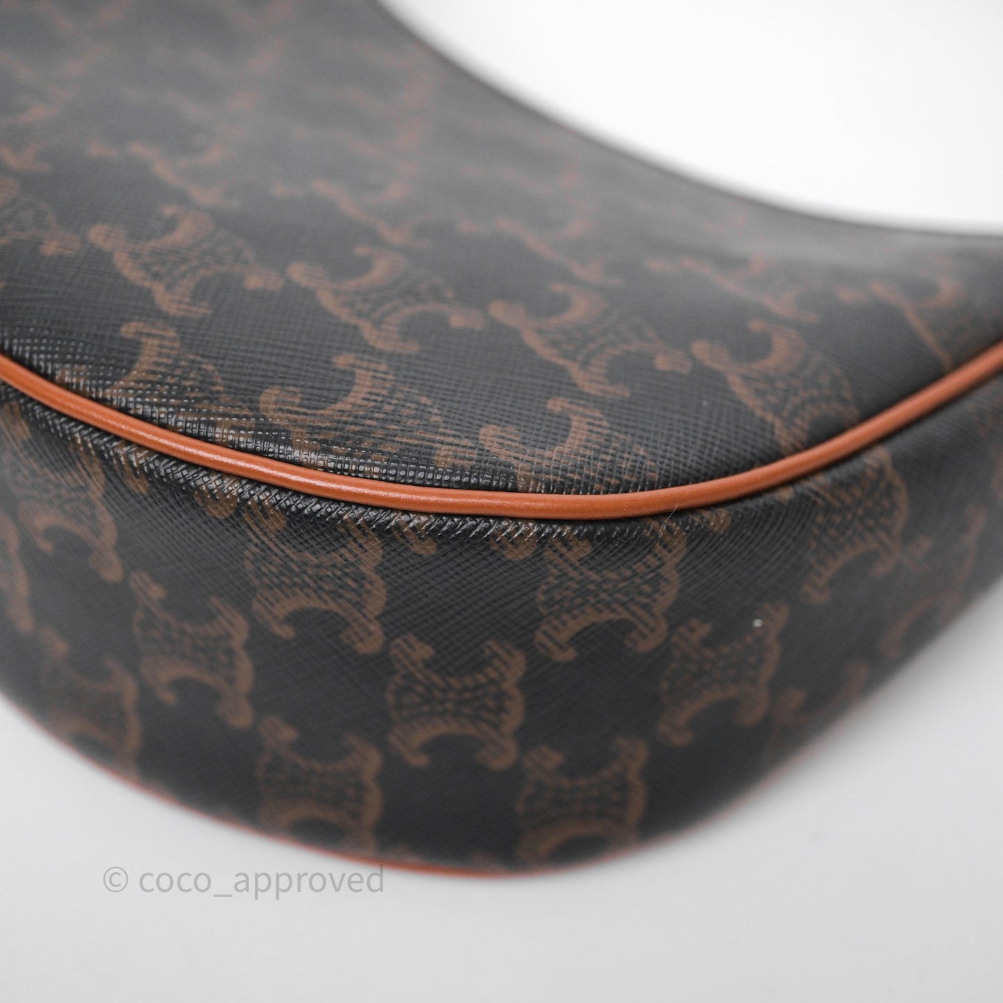 Celine Ava Bag In Triomphe Canvas Calfskin Tan