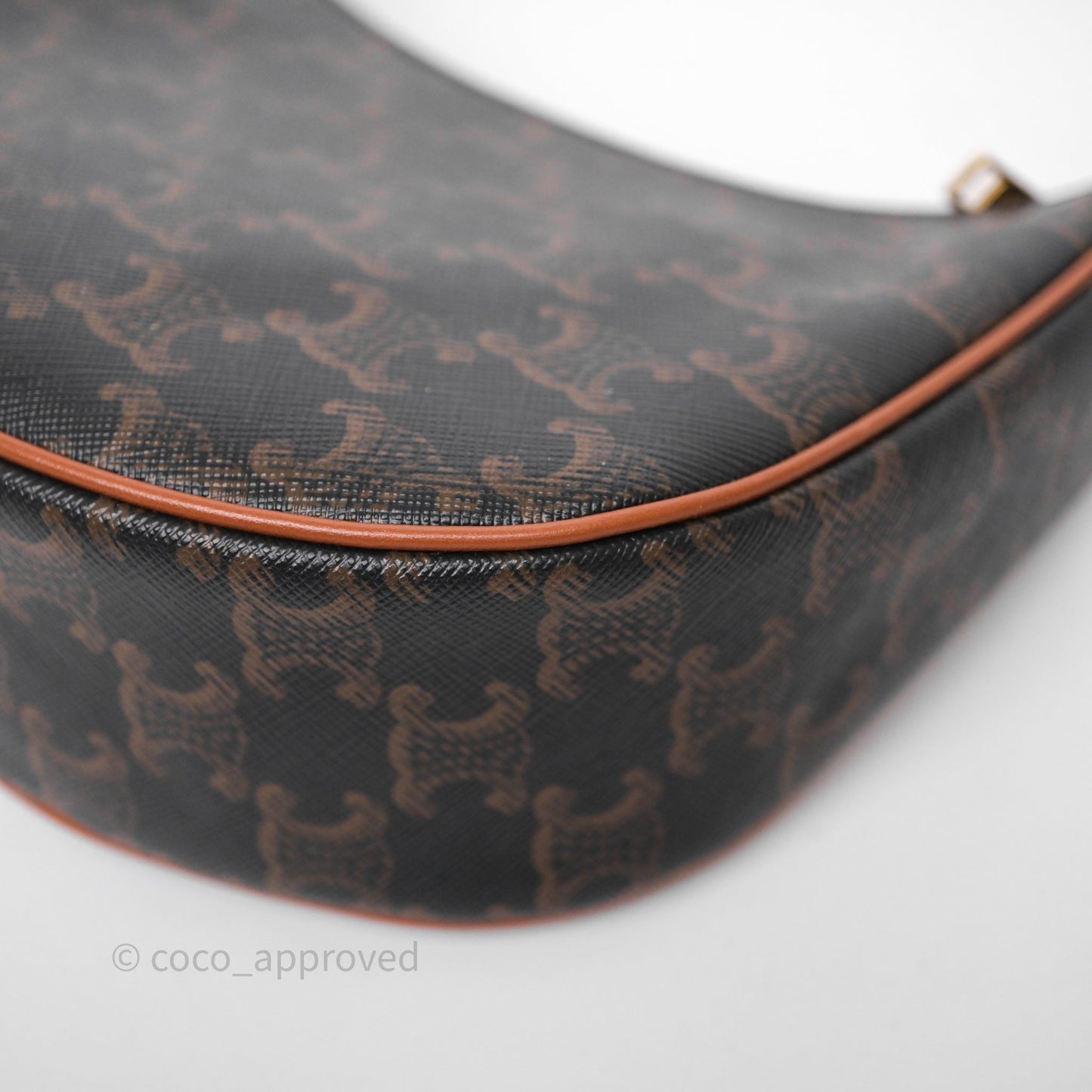 Celine Ava Bag In Triomphe Canvas Calfskin Tan
