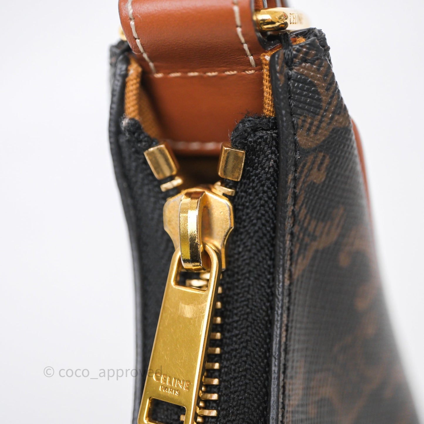 Celine Ava Bag In Triomphe Canvas Calfskin Tan