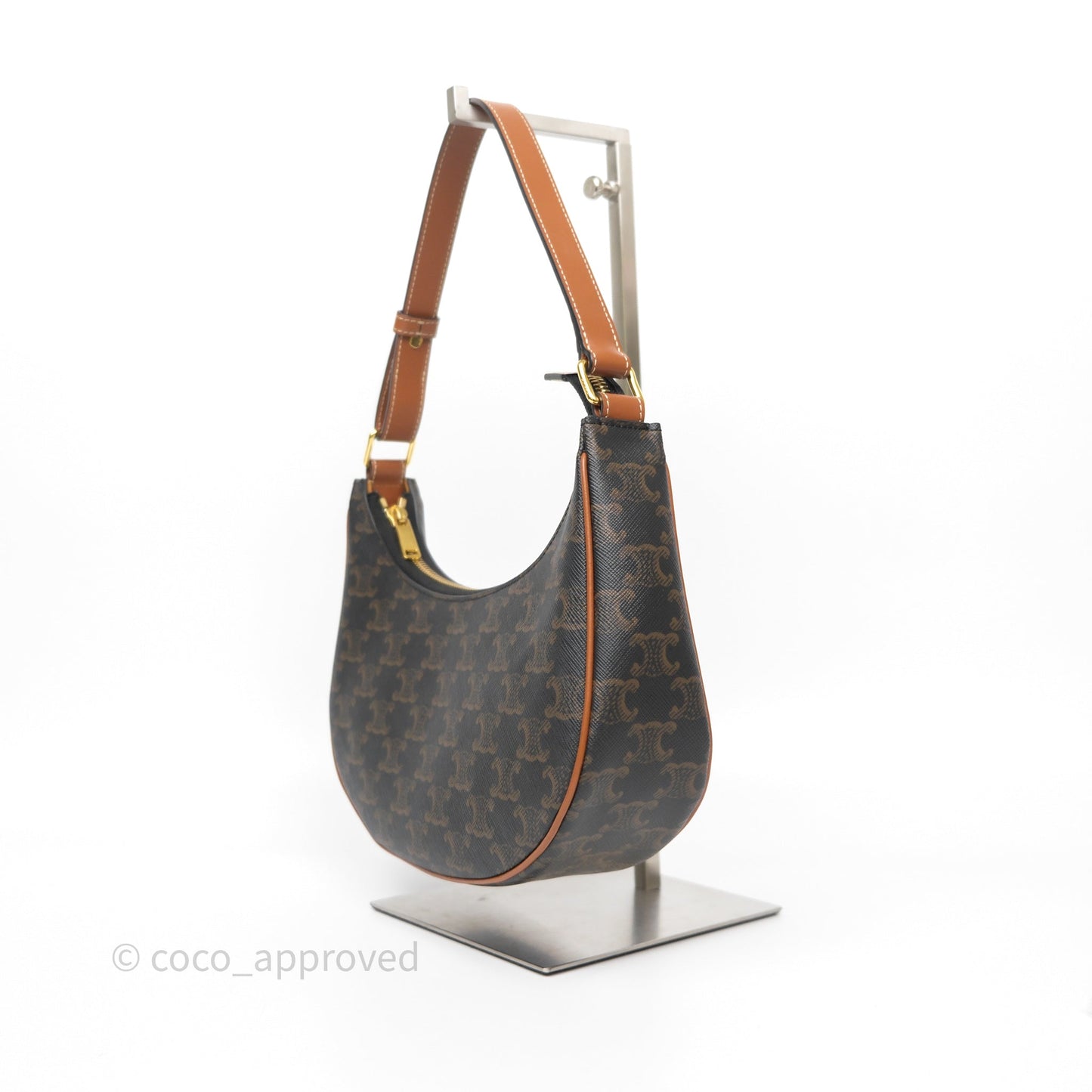 Celine Ava Bag In Triomphe Canvas Calfskin Tan