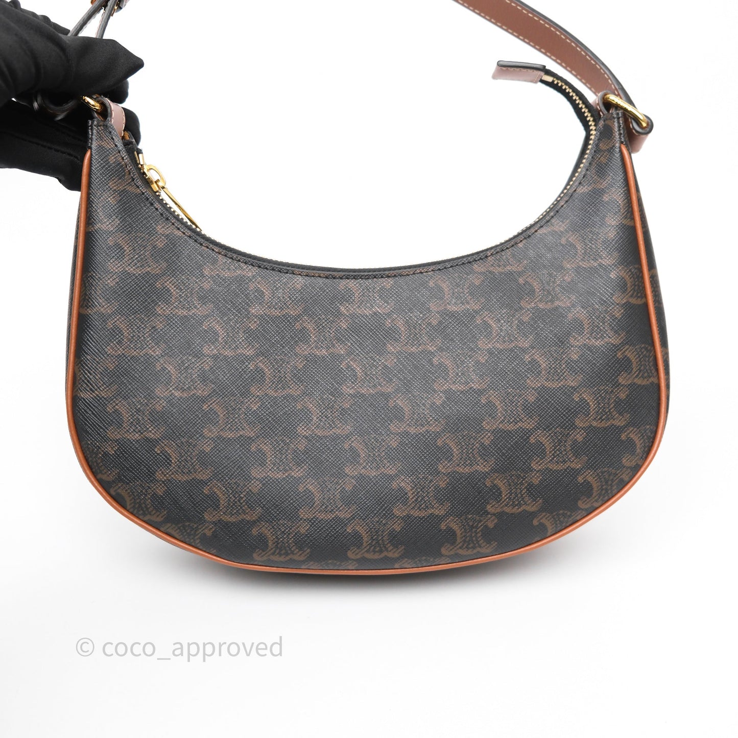 Celine Ava Bag In Triomphe Canvas Calfskin Tan