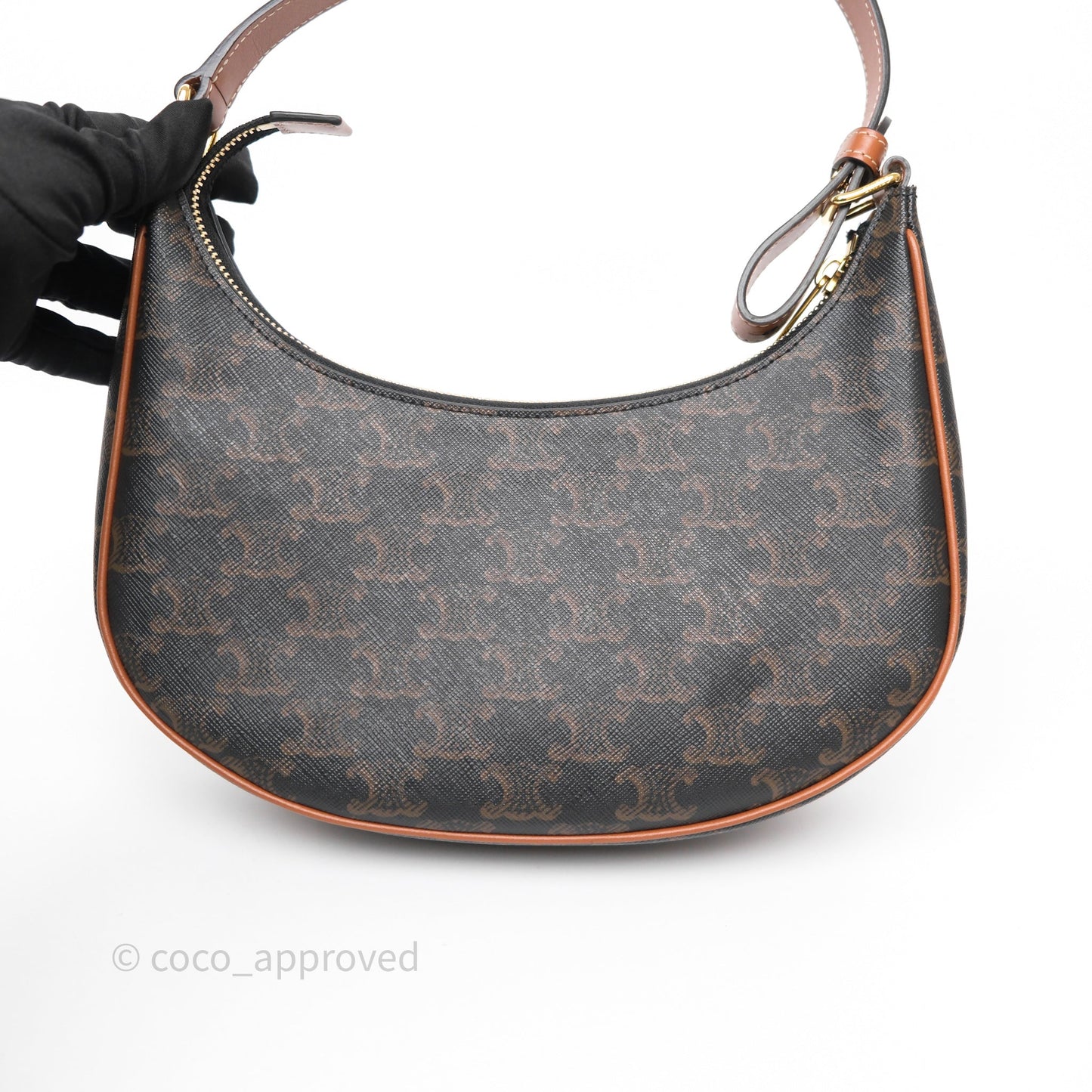 Celine Ava Bag In Triomphe Canvas Calfskin Tan