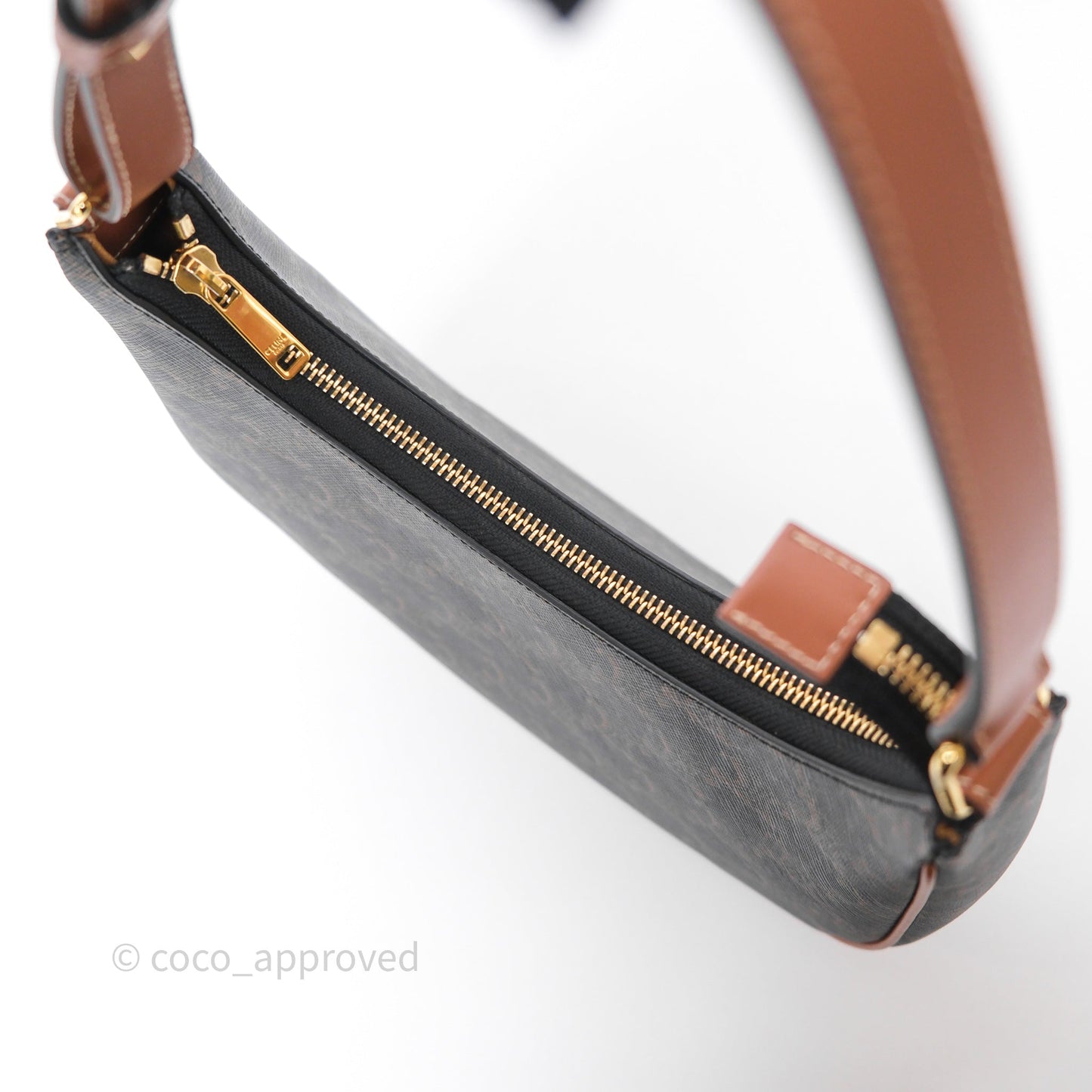 Celine Ava Bag In Triomphe Canvas Calfskin Tan