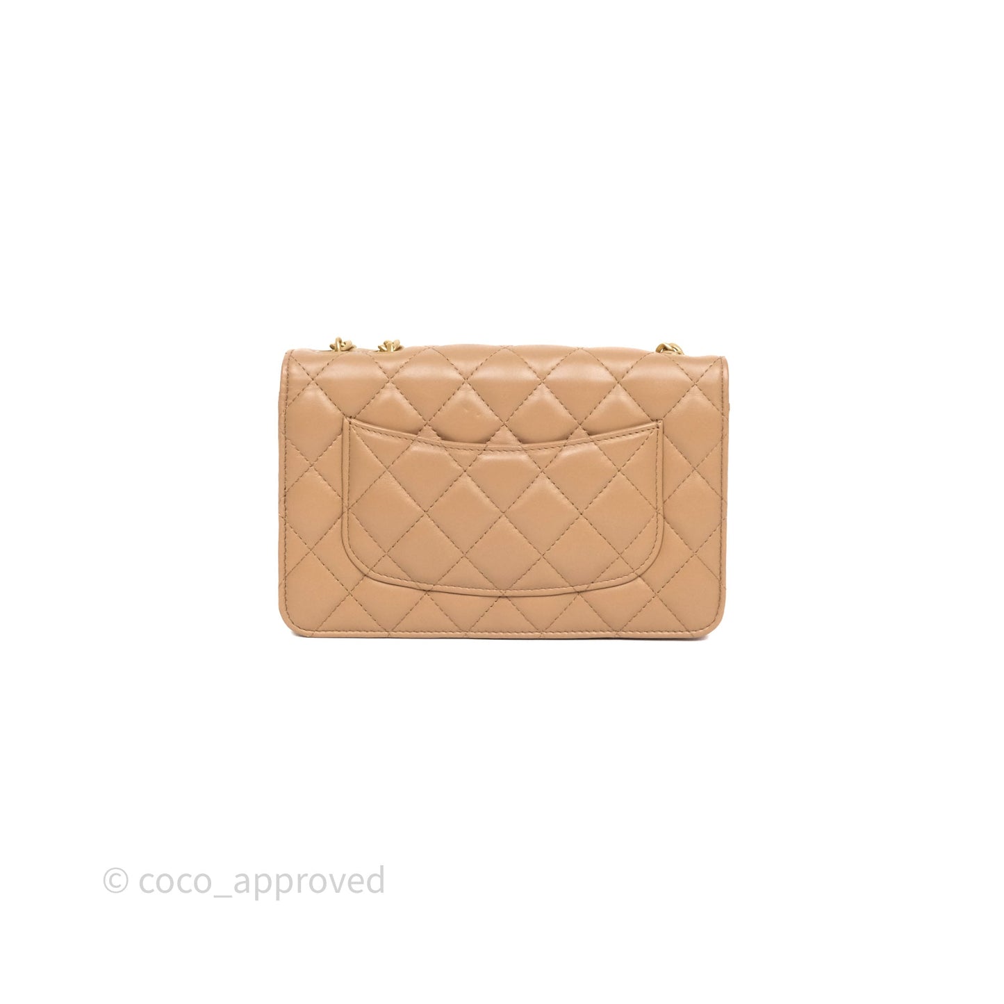 Chanel All Slide Wallet on Chain WOC Adjustable Chain Quilted Beige Lambskin