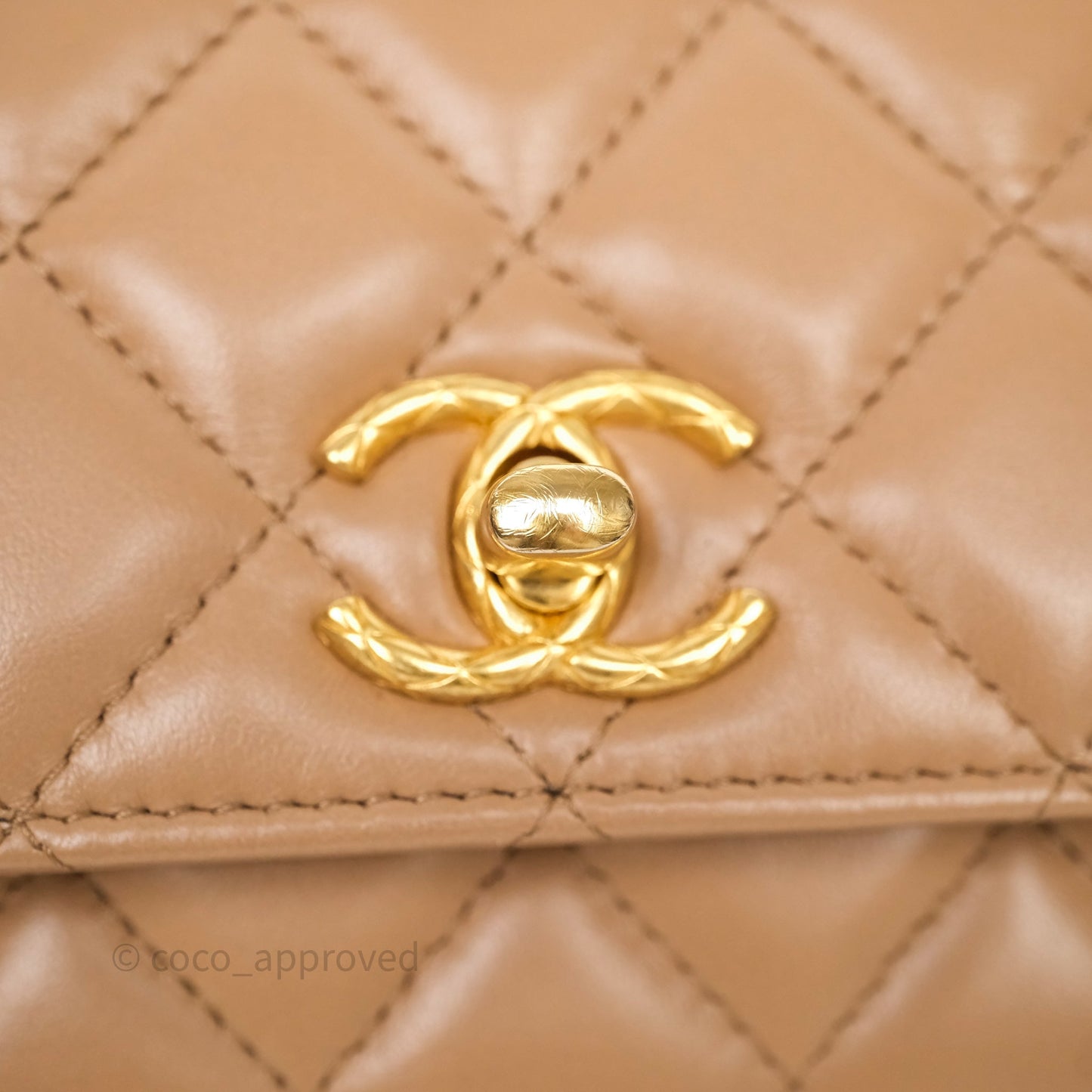 Chanel All Slide Wallet on Chain WOC Adjustable Chain Quilted Beige Lambskin