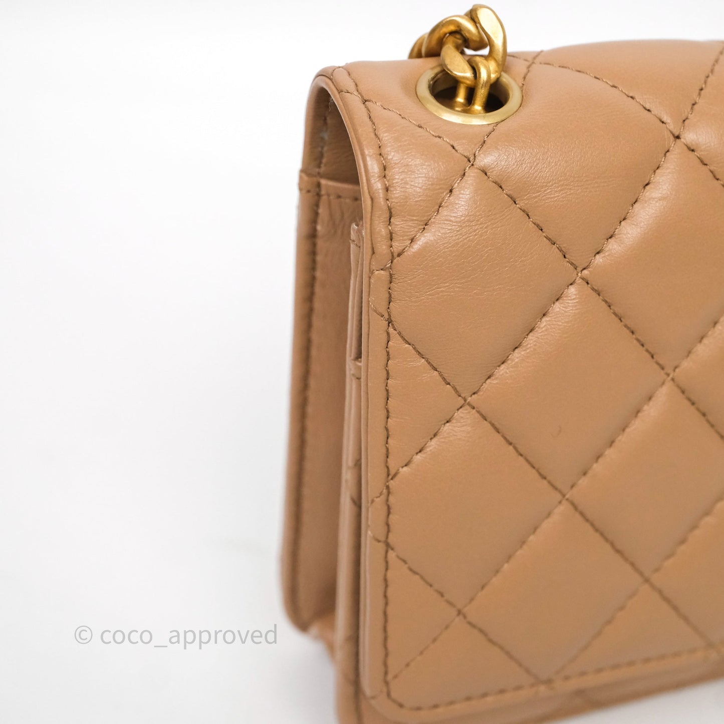 Chanel All Slide Wallet on Chain WOC Adjustable Chain Quilted Beige Lambskin