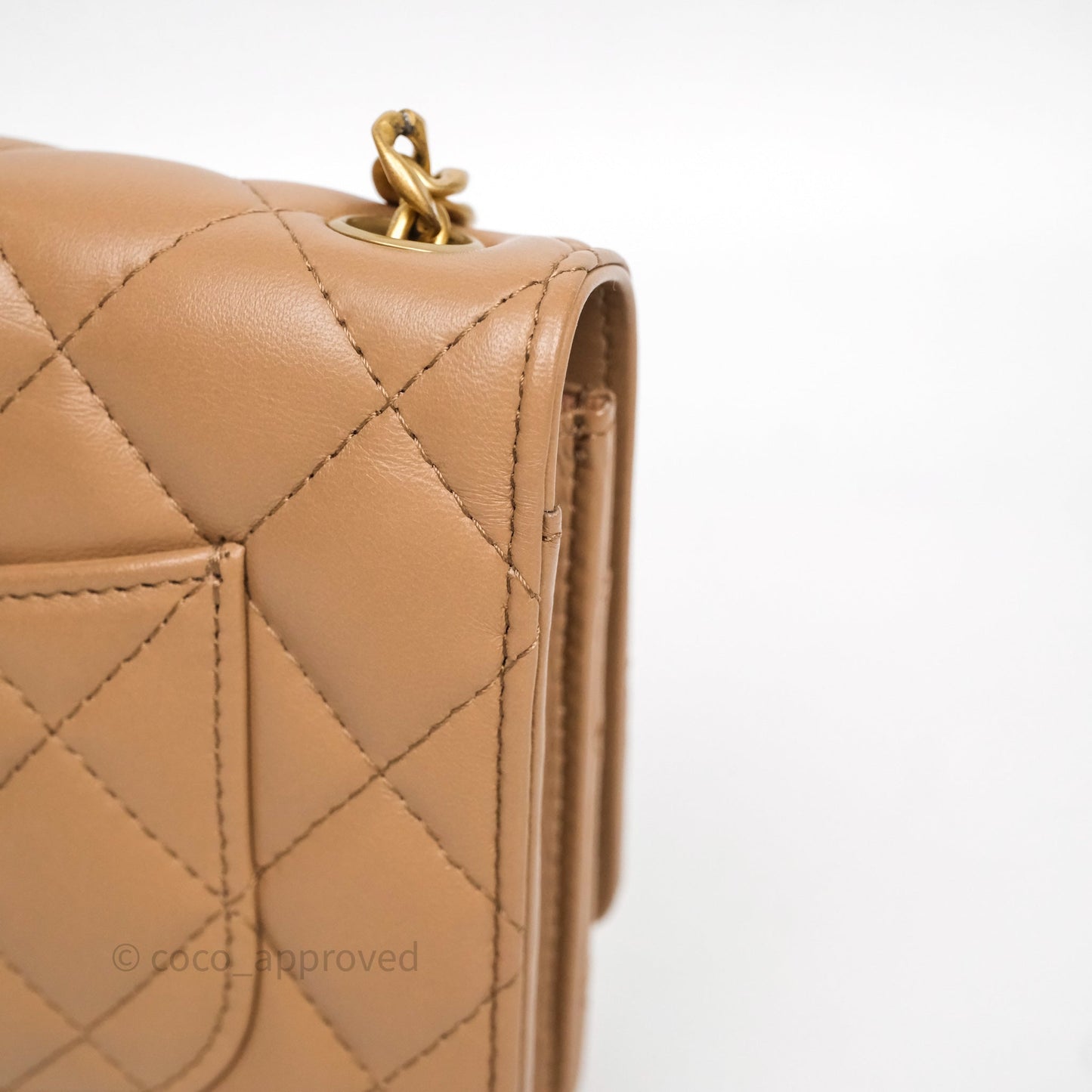 Chanel All Slide Wallet on Chain WOC Adjustable Chain Quilted Beige Lambskin