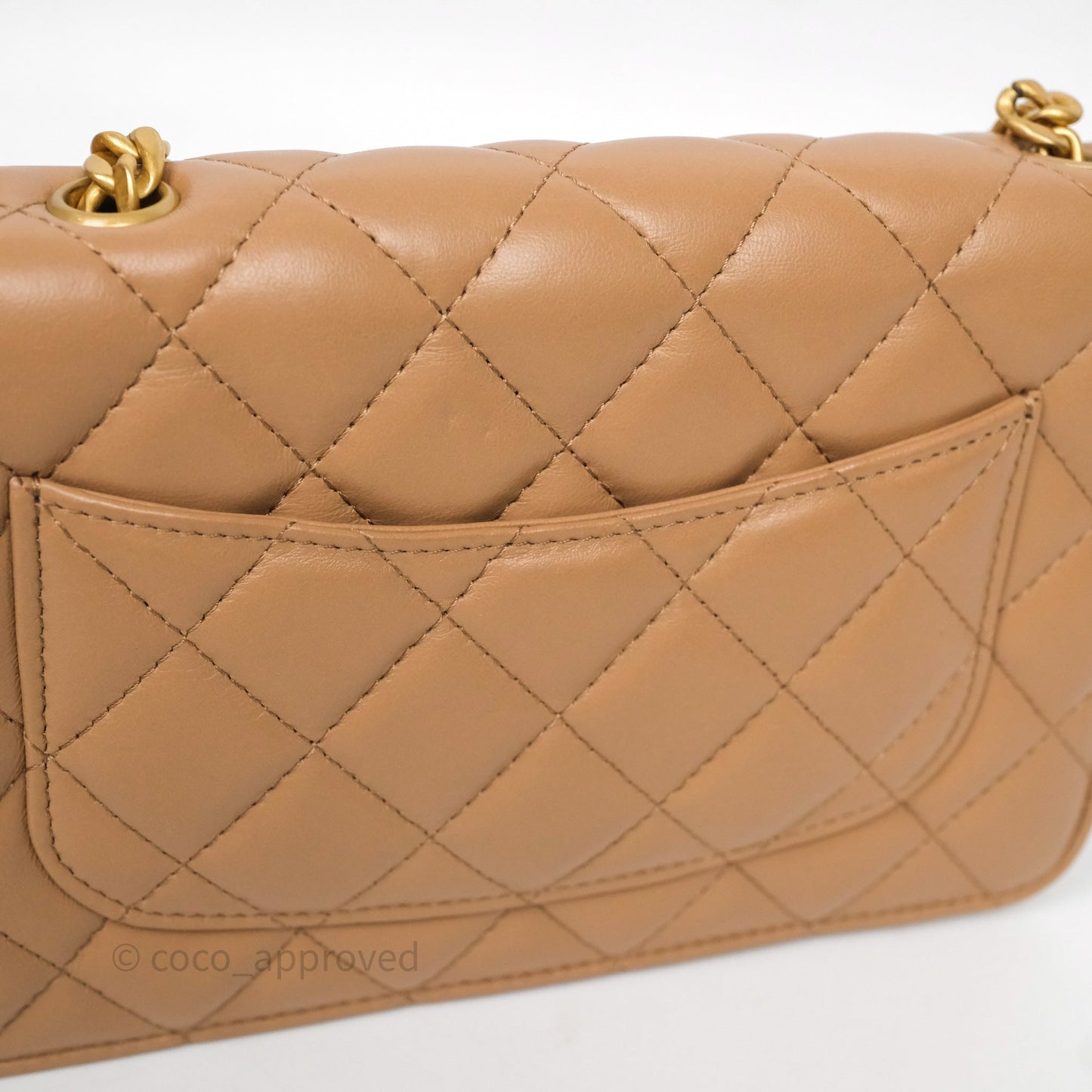 Chanel All Slide Wallet on Chain WOC Adjustable Chain Quilted Beige Lambskin