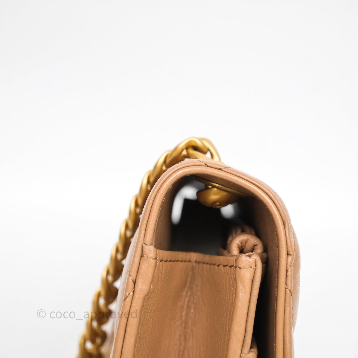 Chanel All Slide Wallet on Chain WOC Adjustable Chain Quilted Beige Lambskin