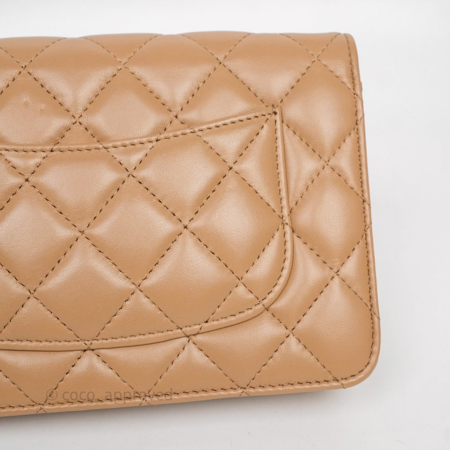 Chanel All Slide Wallet on Chain WOC Adjustable Chain Quilted Beige Lambskin