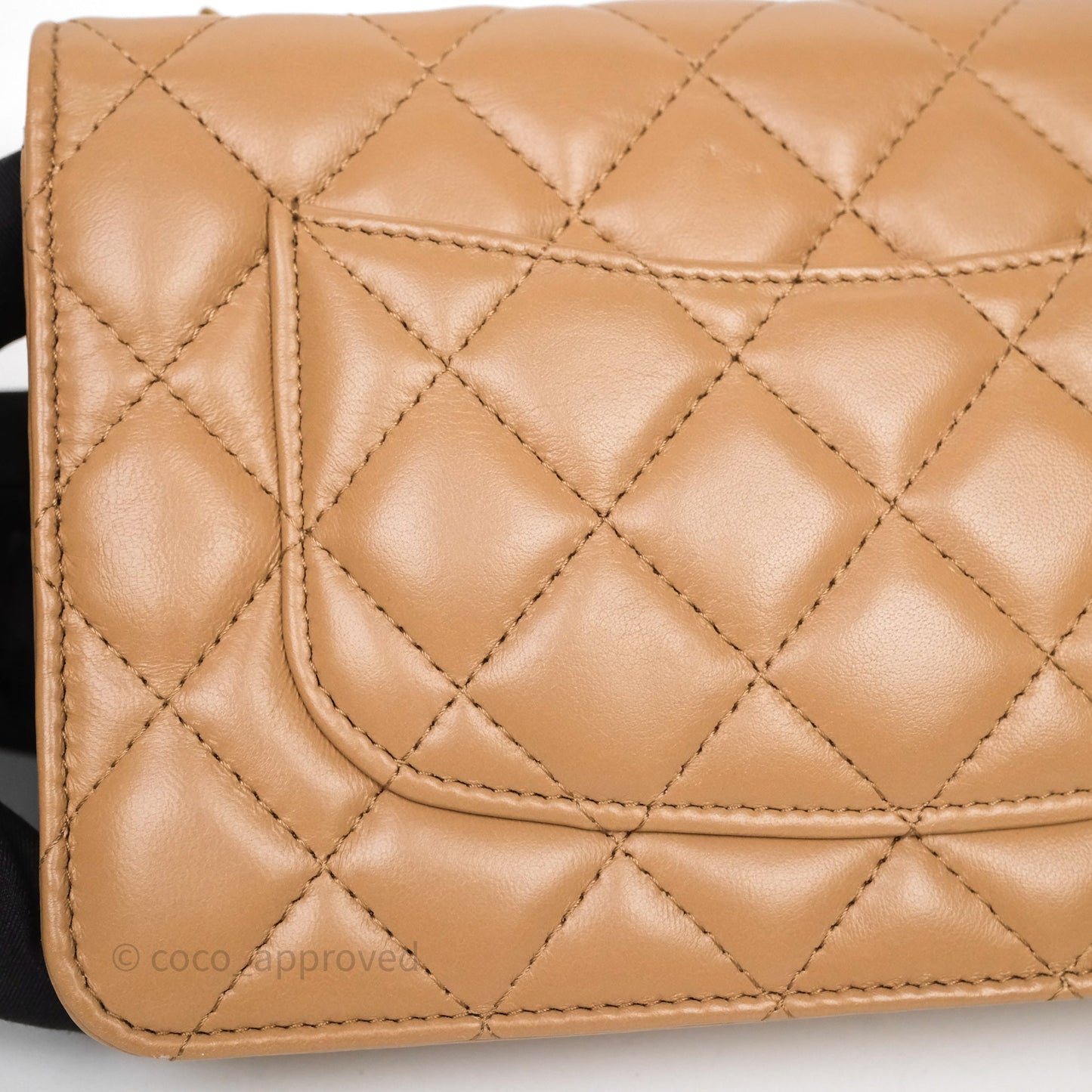 Chanel All Slide Wallet on Chain WOC Adjustable Chain Quilted Beige Lambskin