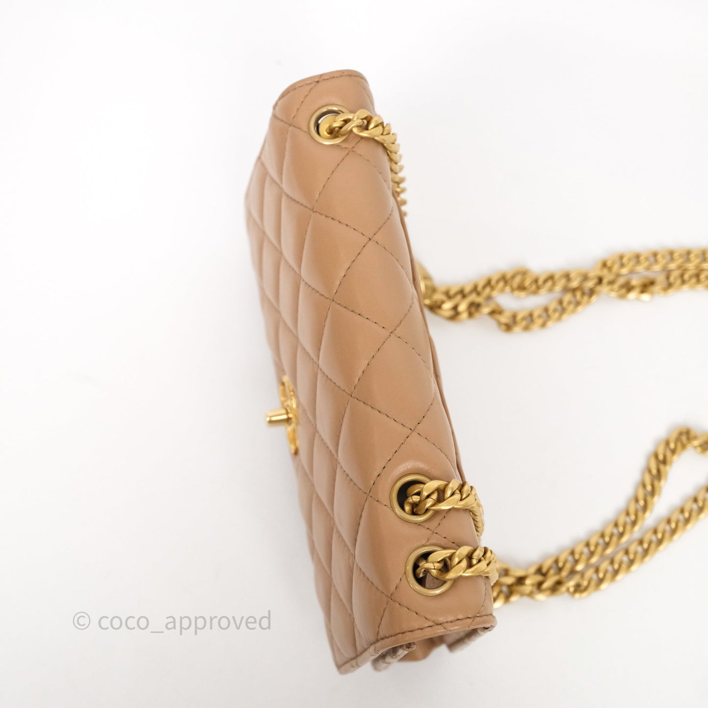 Chanel All Slide Wallet on Chain WOC Adjustable Chain Quilted Beige Lambskin